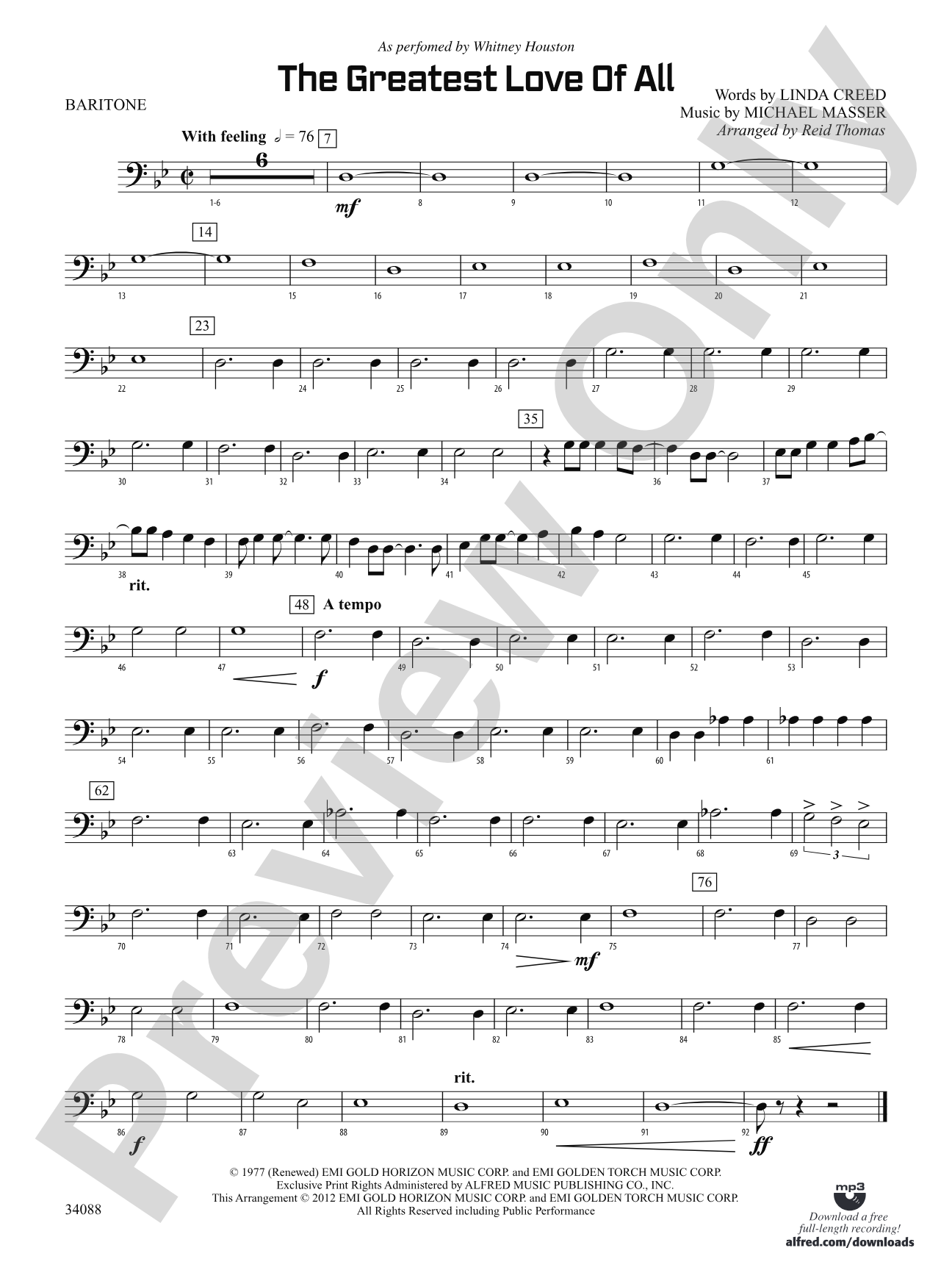 The Greatest Love of All: Baritone B.C.