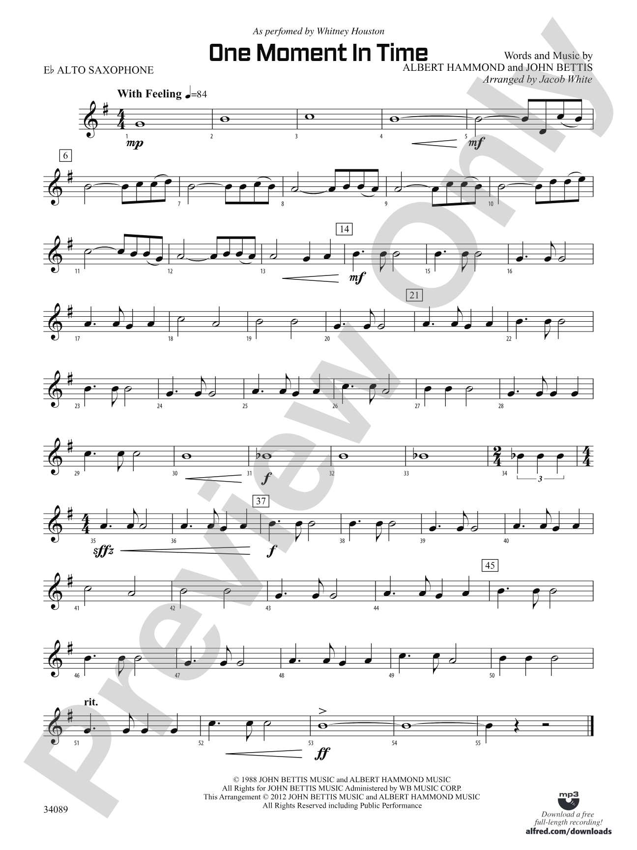 One Moment in Time: E-flat Alto Saxophone