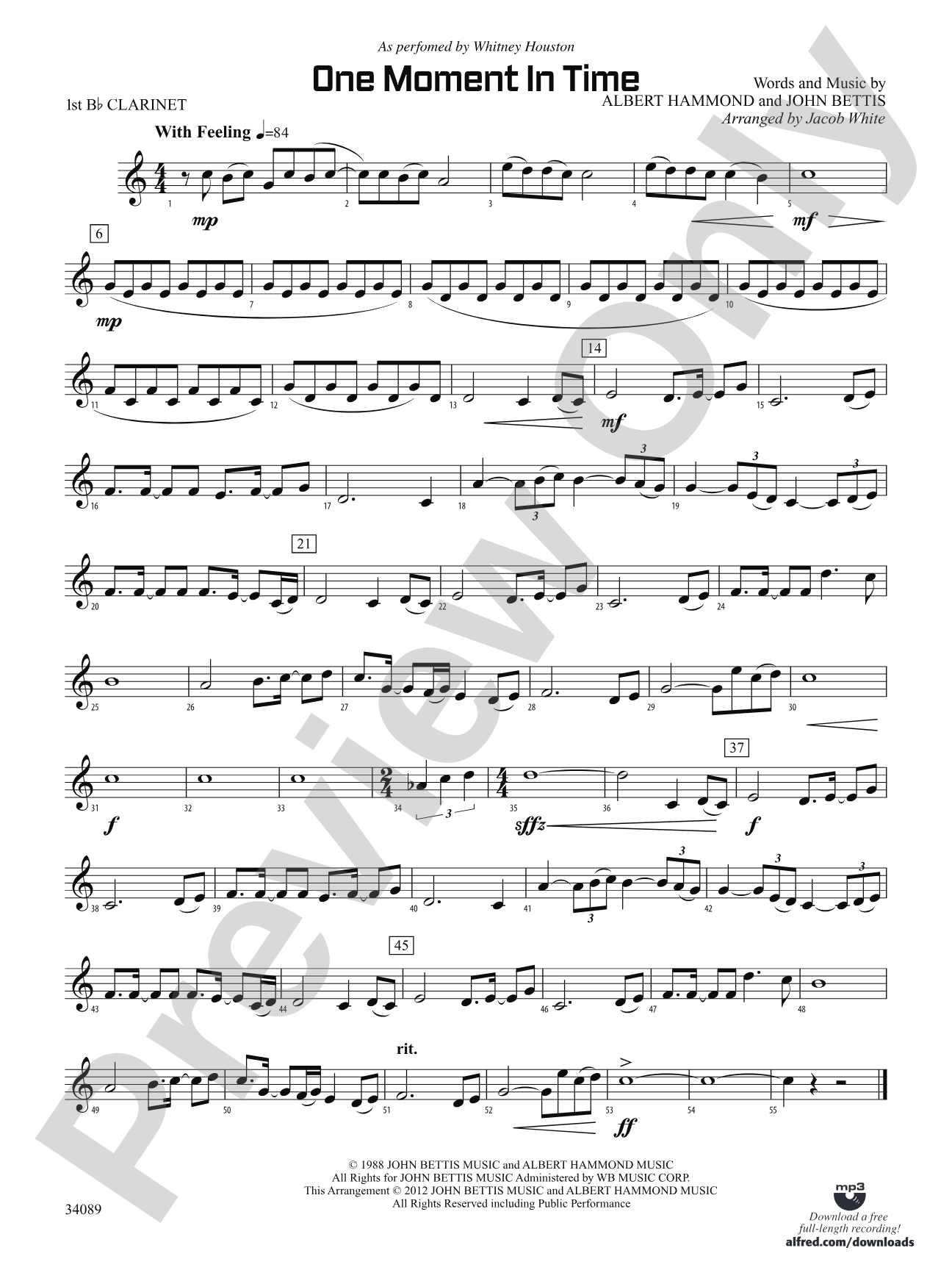 One Moment in Time: 1st B-flat Clarinet