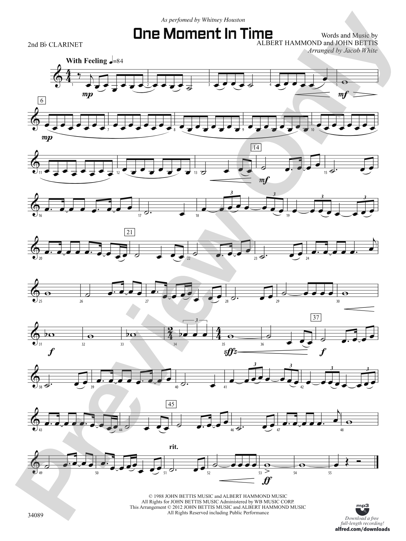 One Moment in Time: 2nd B-flat Clarinet