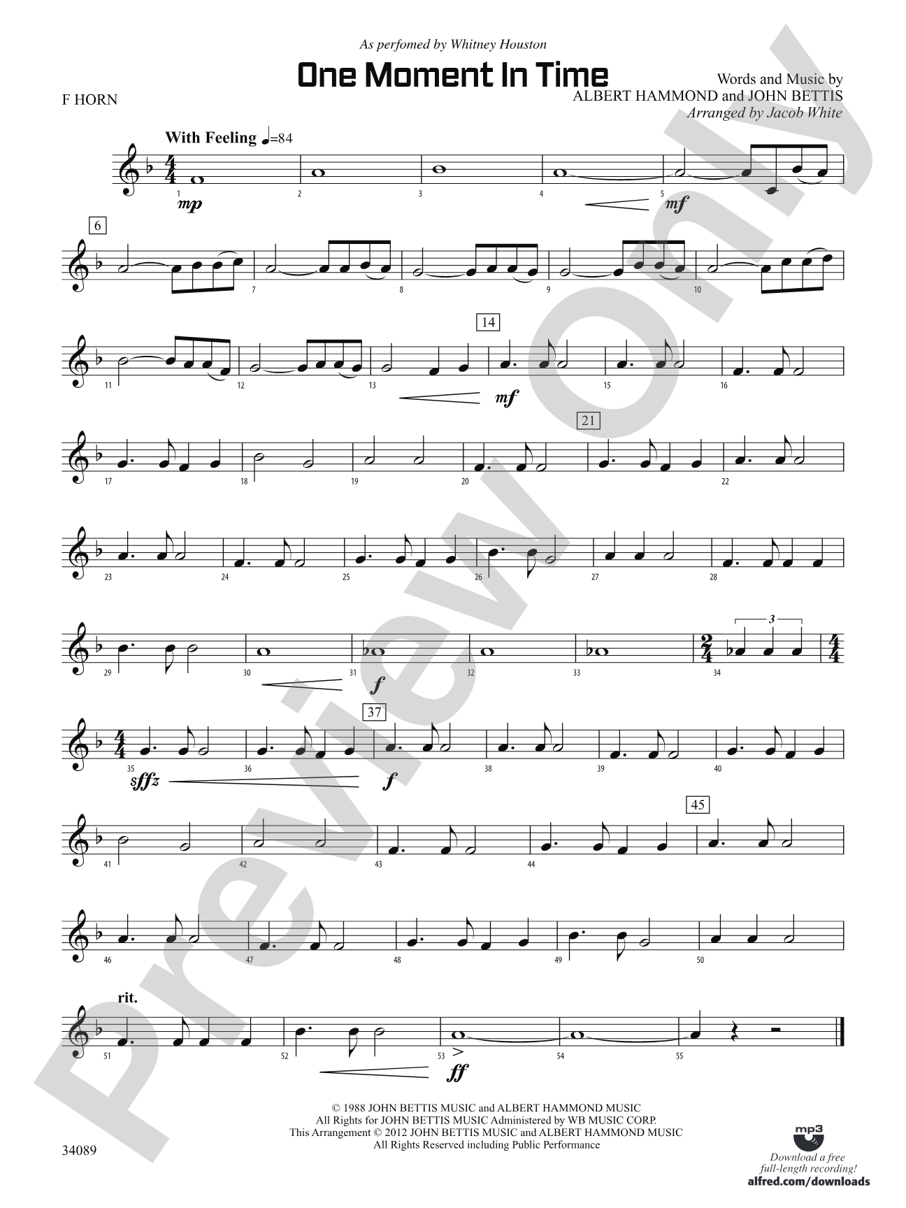One Moment in Time: 1st F Horn