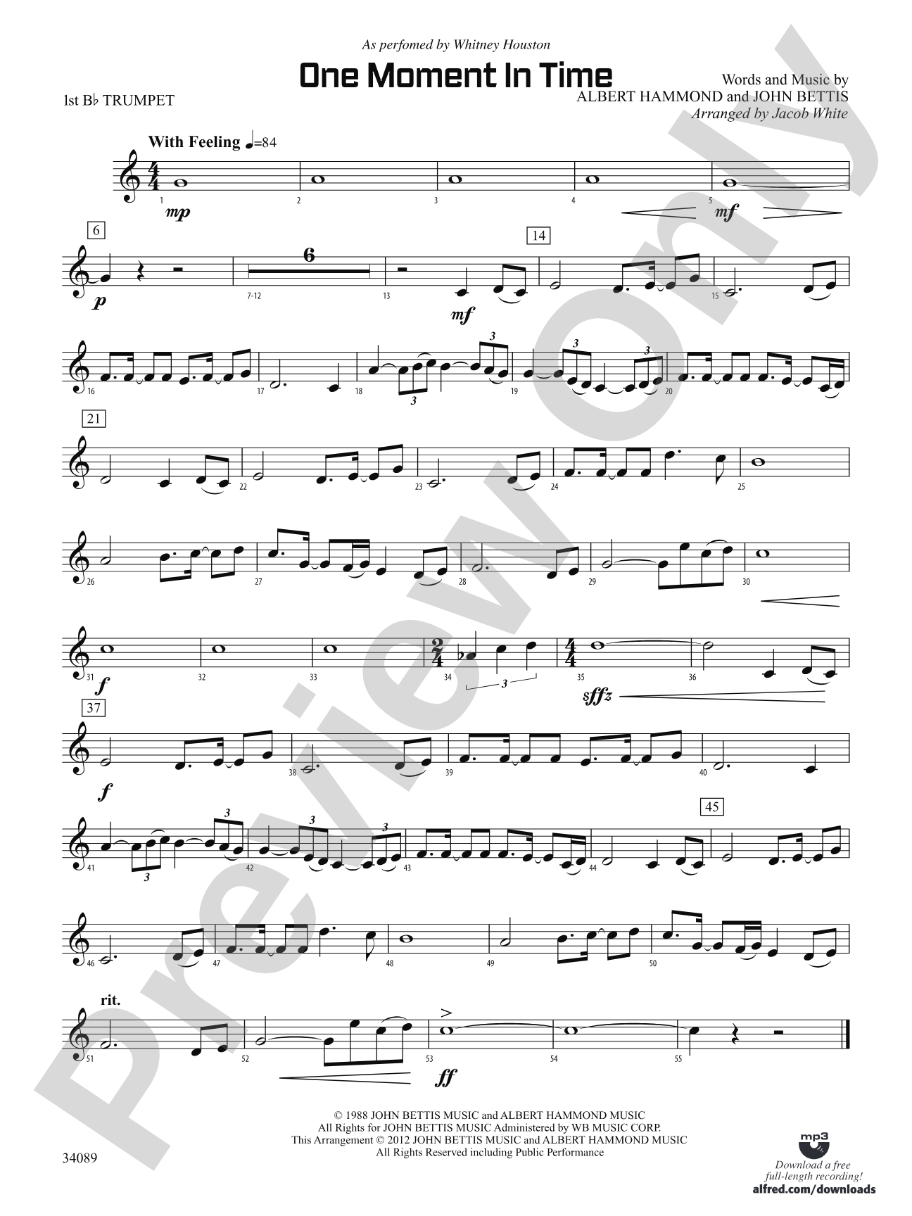 One Moment in Time: 1st B-flat Trumpet