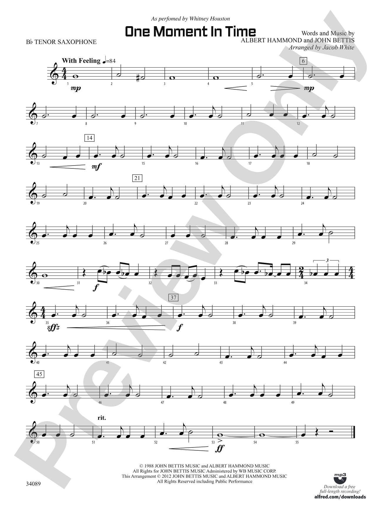 One Moment in Time: B-flat Tenor Saxophone