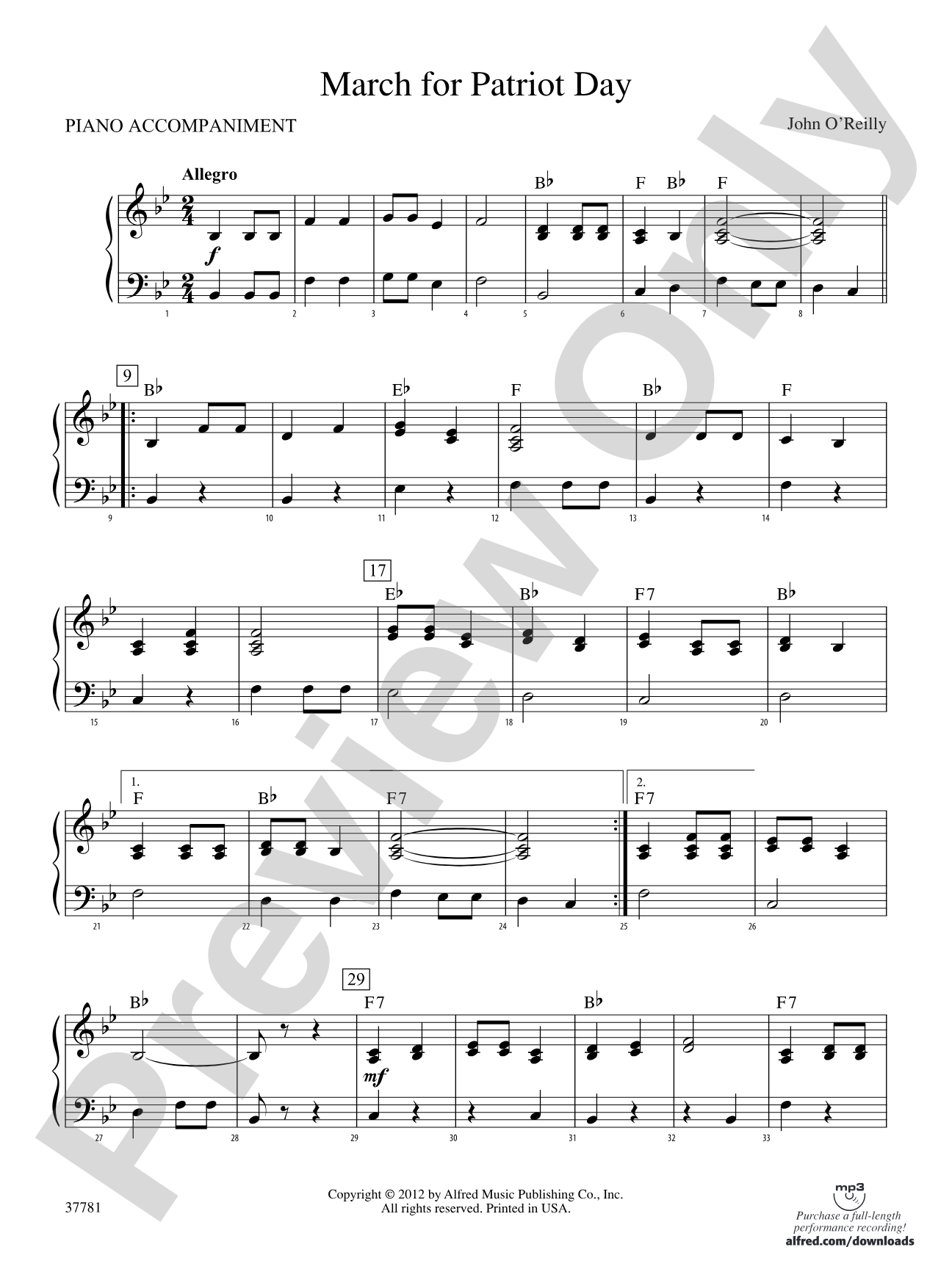 March for Patriot Day: Piano Accompaniment