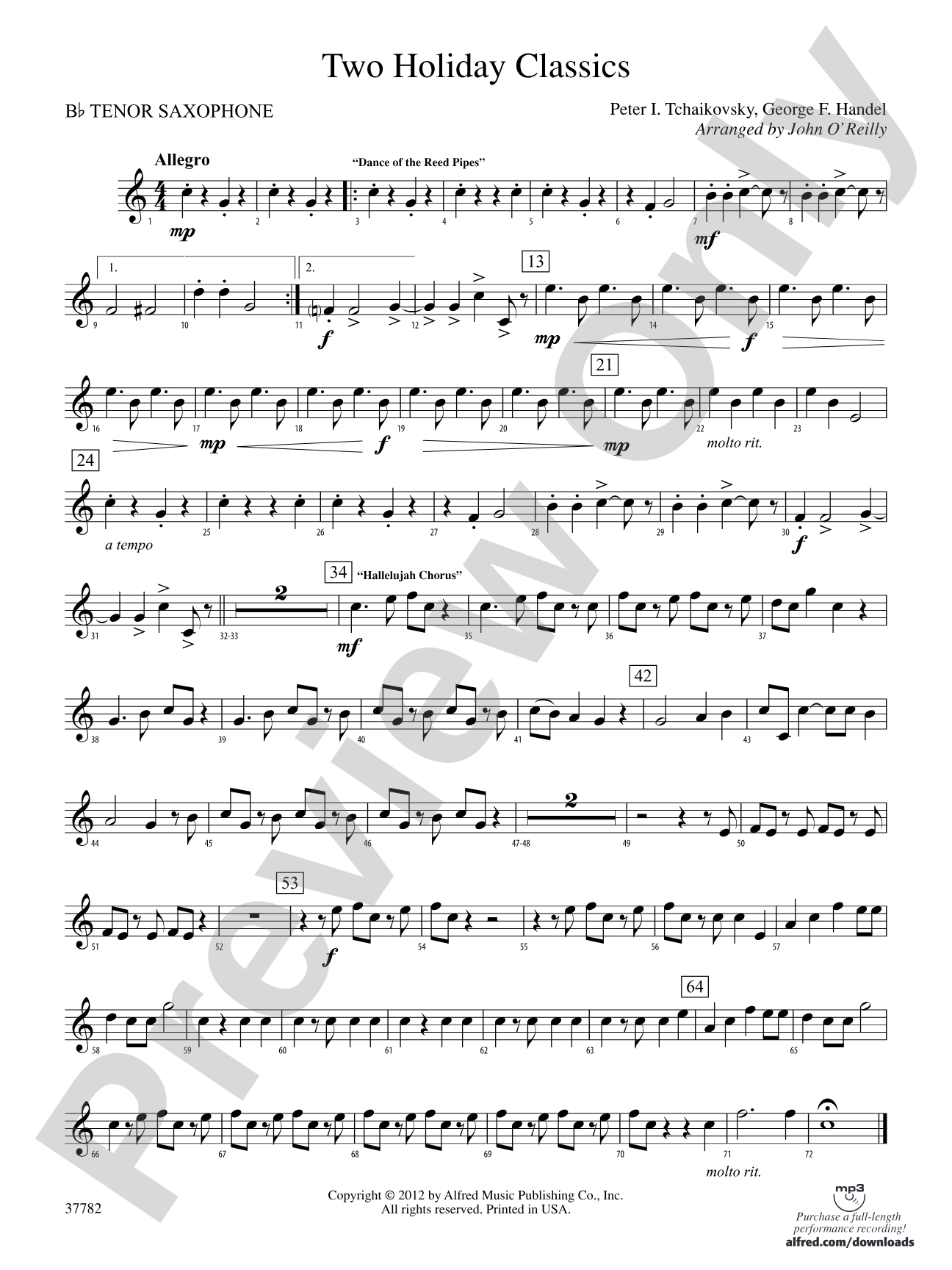 Two Holiday Classics: B-flat Tenor Saxophone