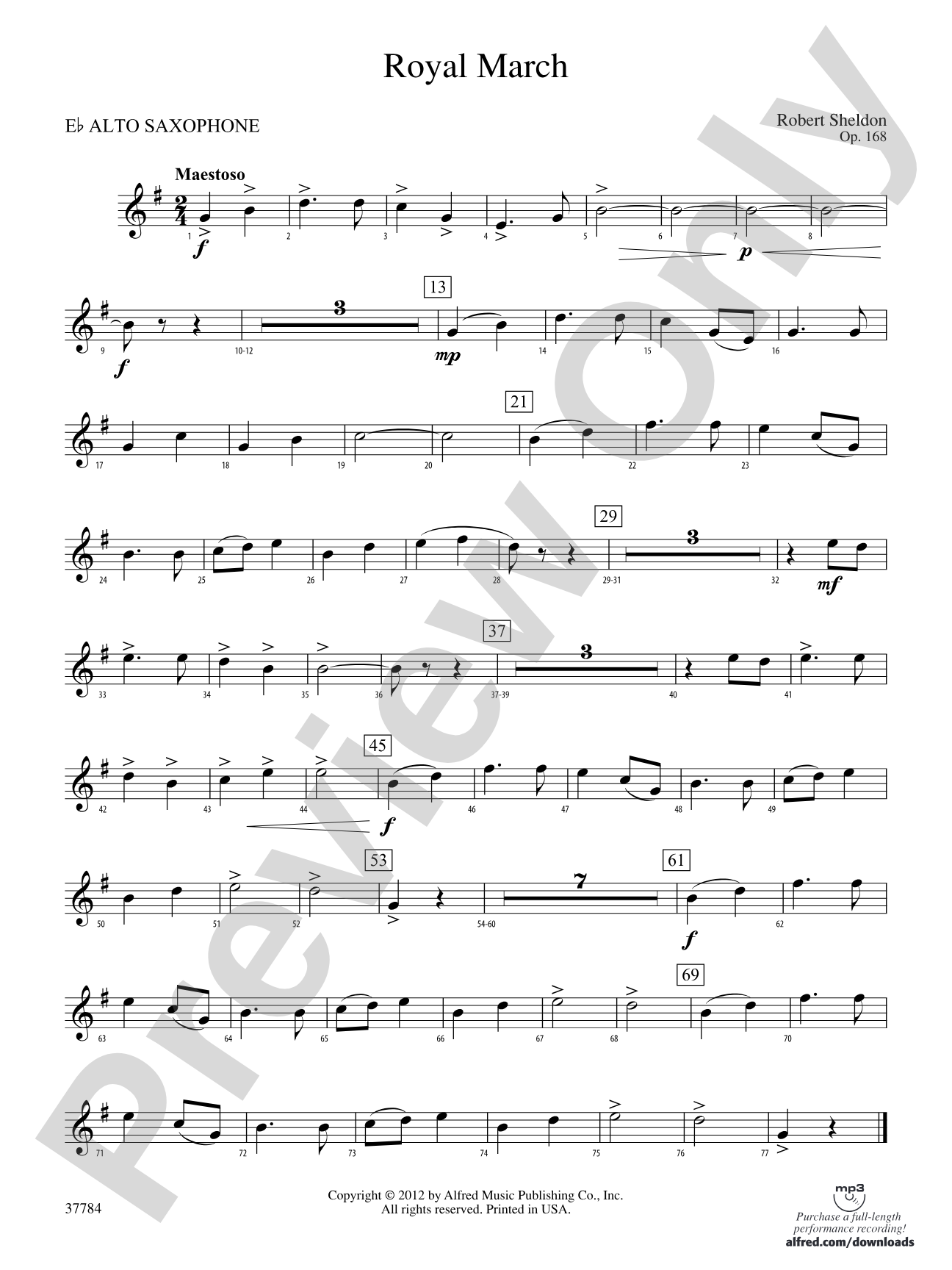 Royal March: E-flat Alto Saxophone