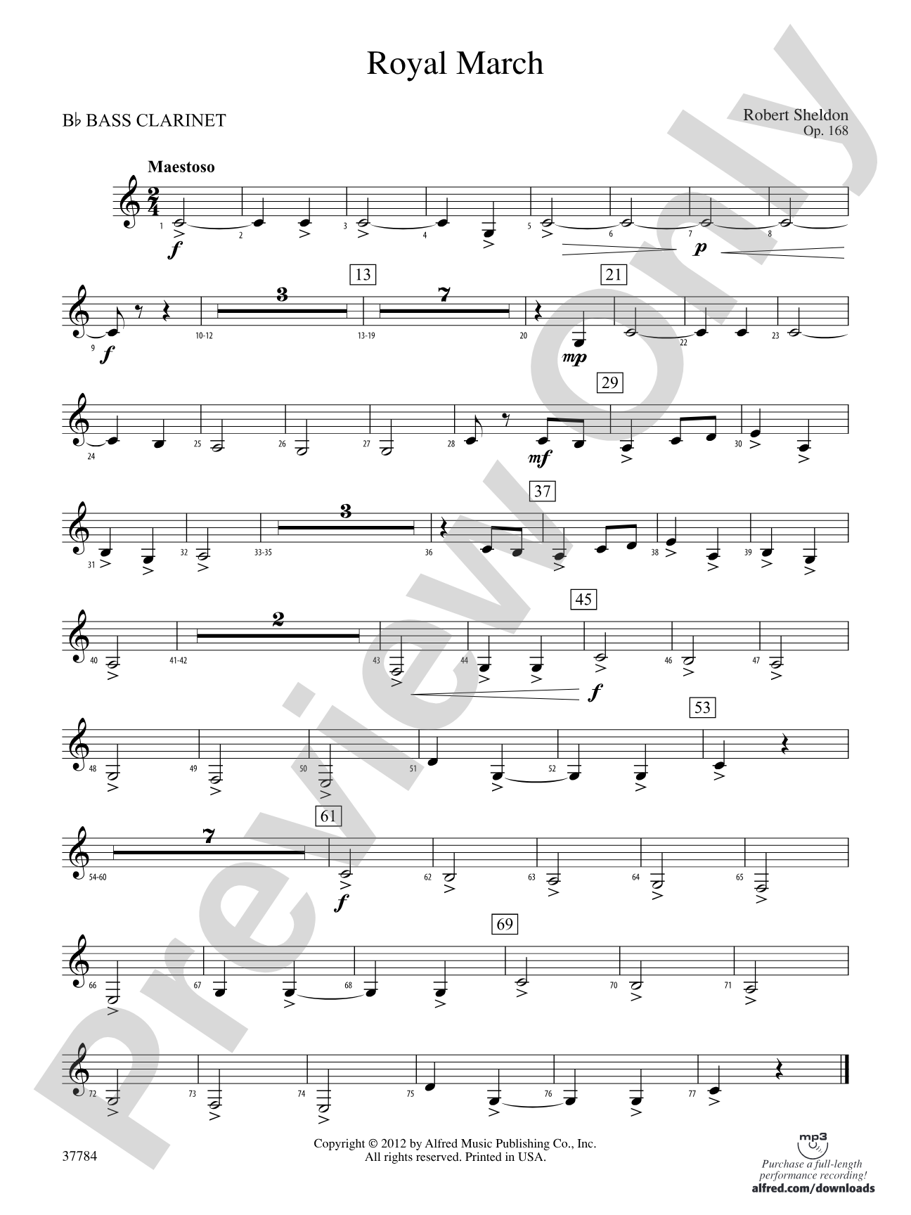 Royal March: B-flat Bass Clarinet
