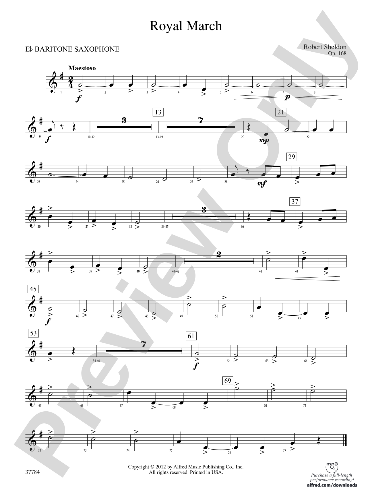Royal March: E-flat Baritone Saxophone
