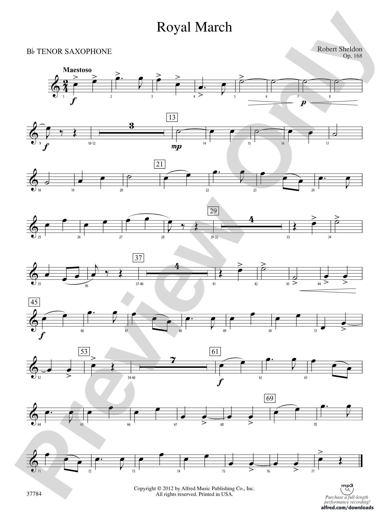 Royal March: B-flat Tenor Saxophone