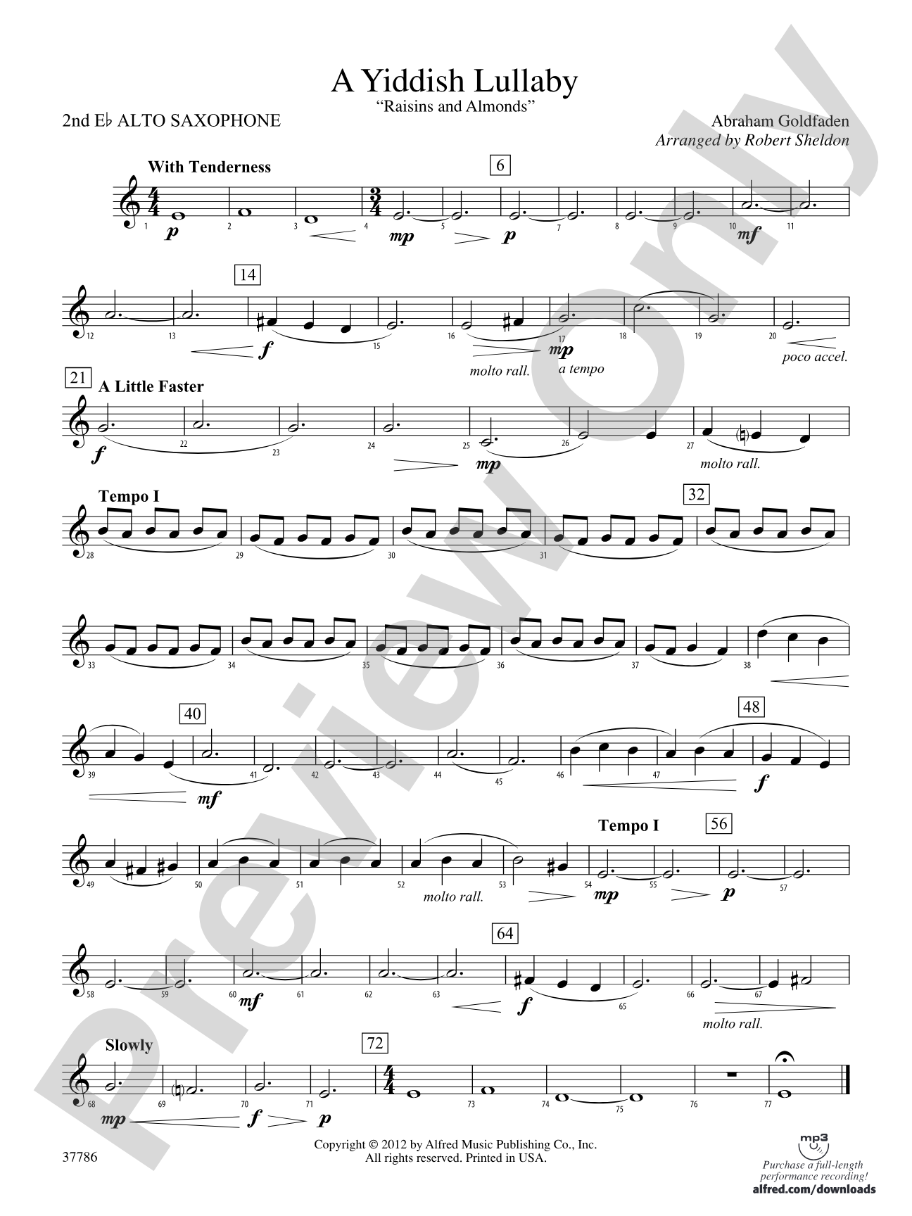 A Yiddish Lullaby: 2nd E-flat Alto Saxophone