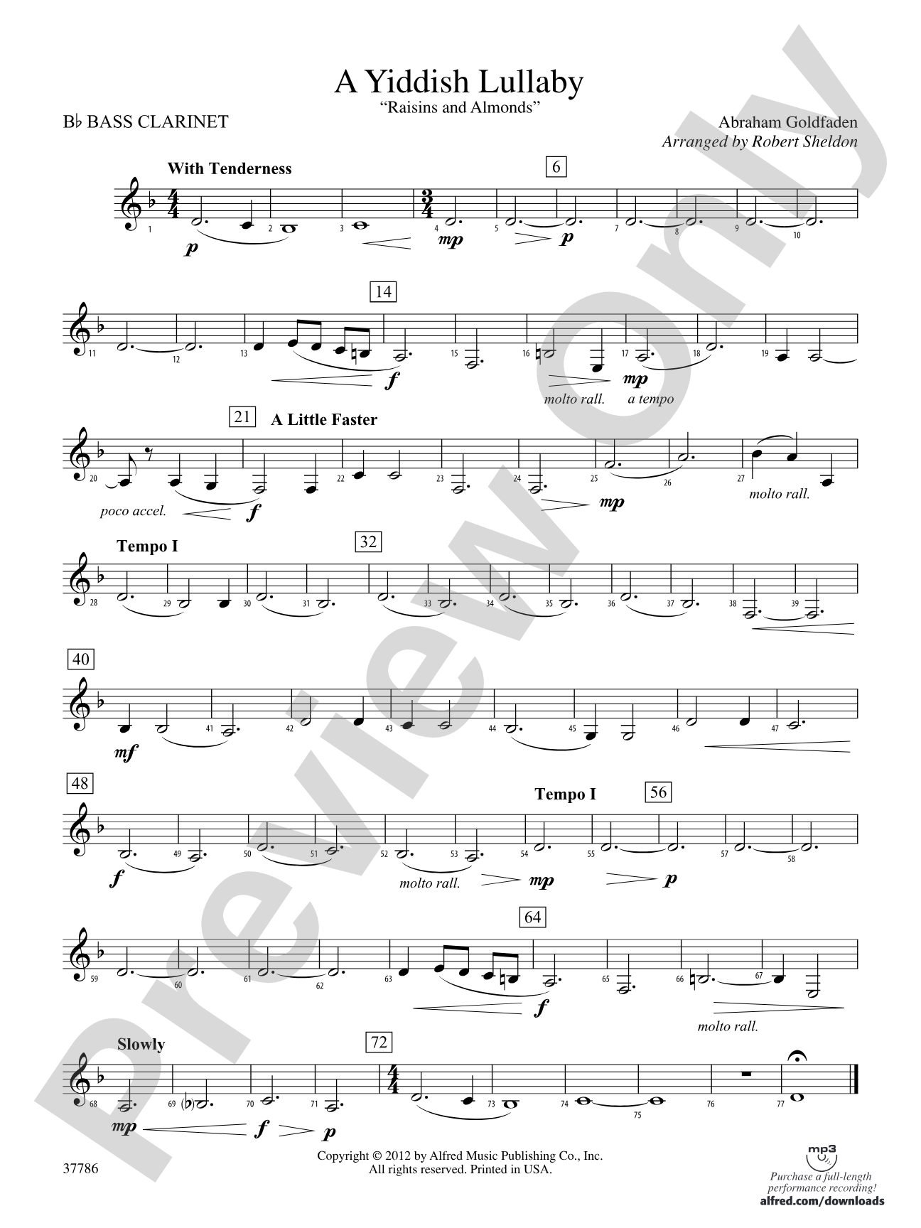 A Yiddish Lullaby: B-flat Bass Clarinet