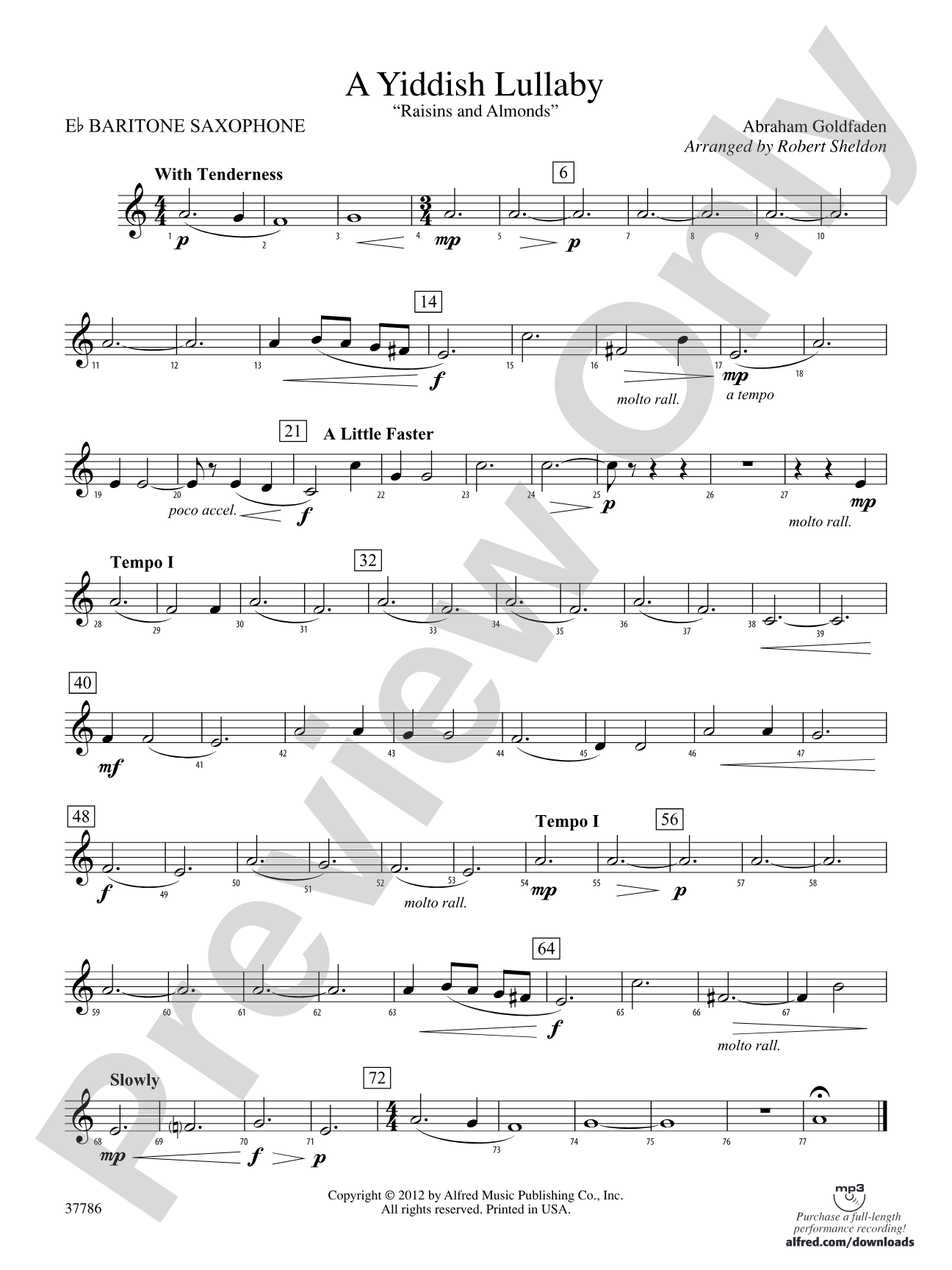 A Yiddish Lullaby: E-flat Baritone Saxophone