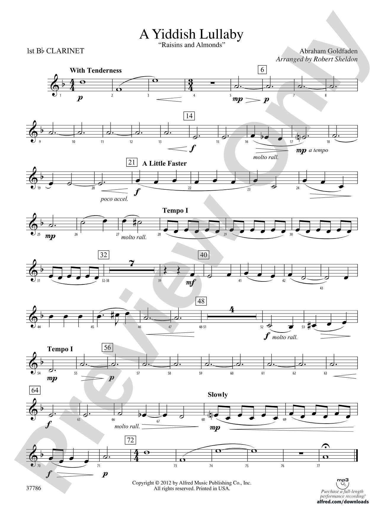A Yiddish Lullaby: 1st B-flat Clarinet