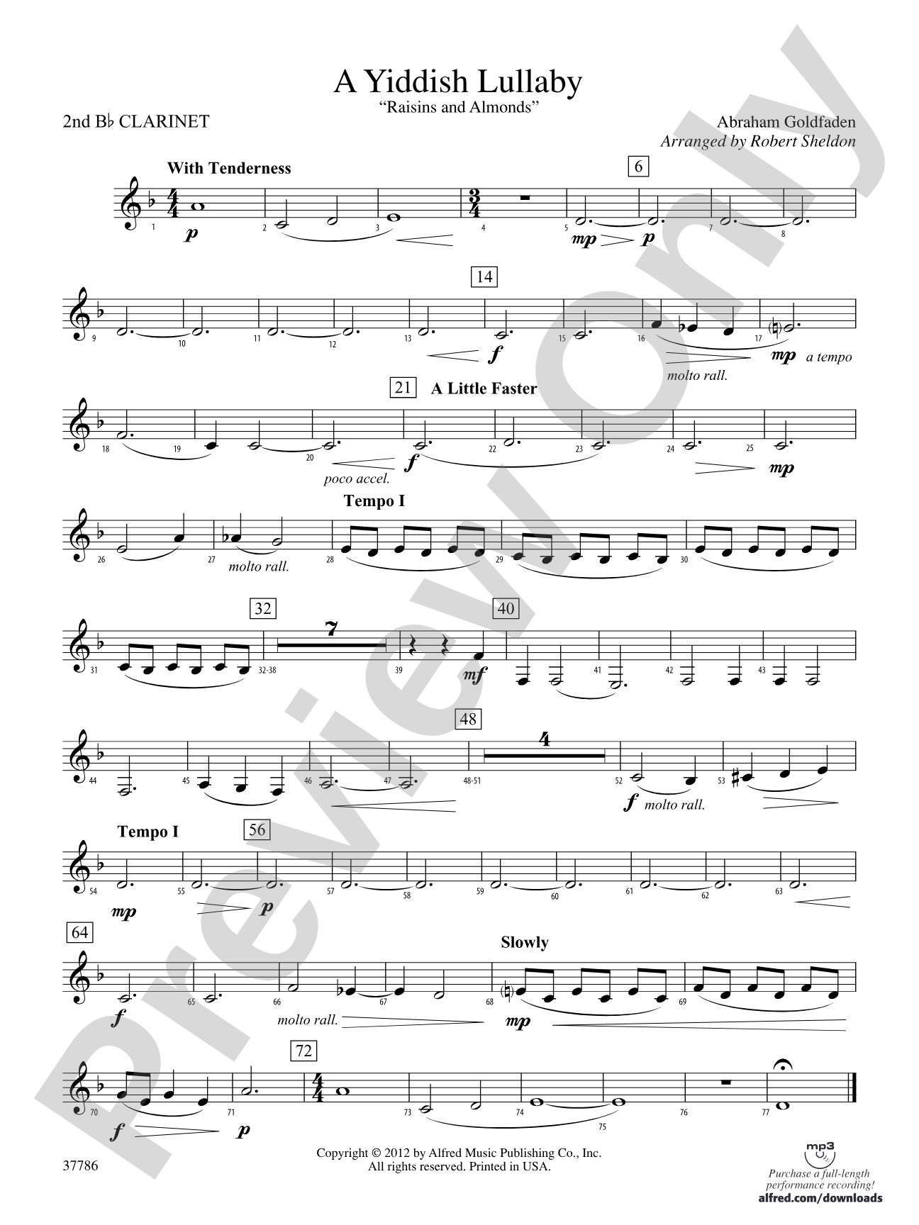 A Yiddish Lullaby: 2nd B-flat Clarinet