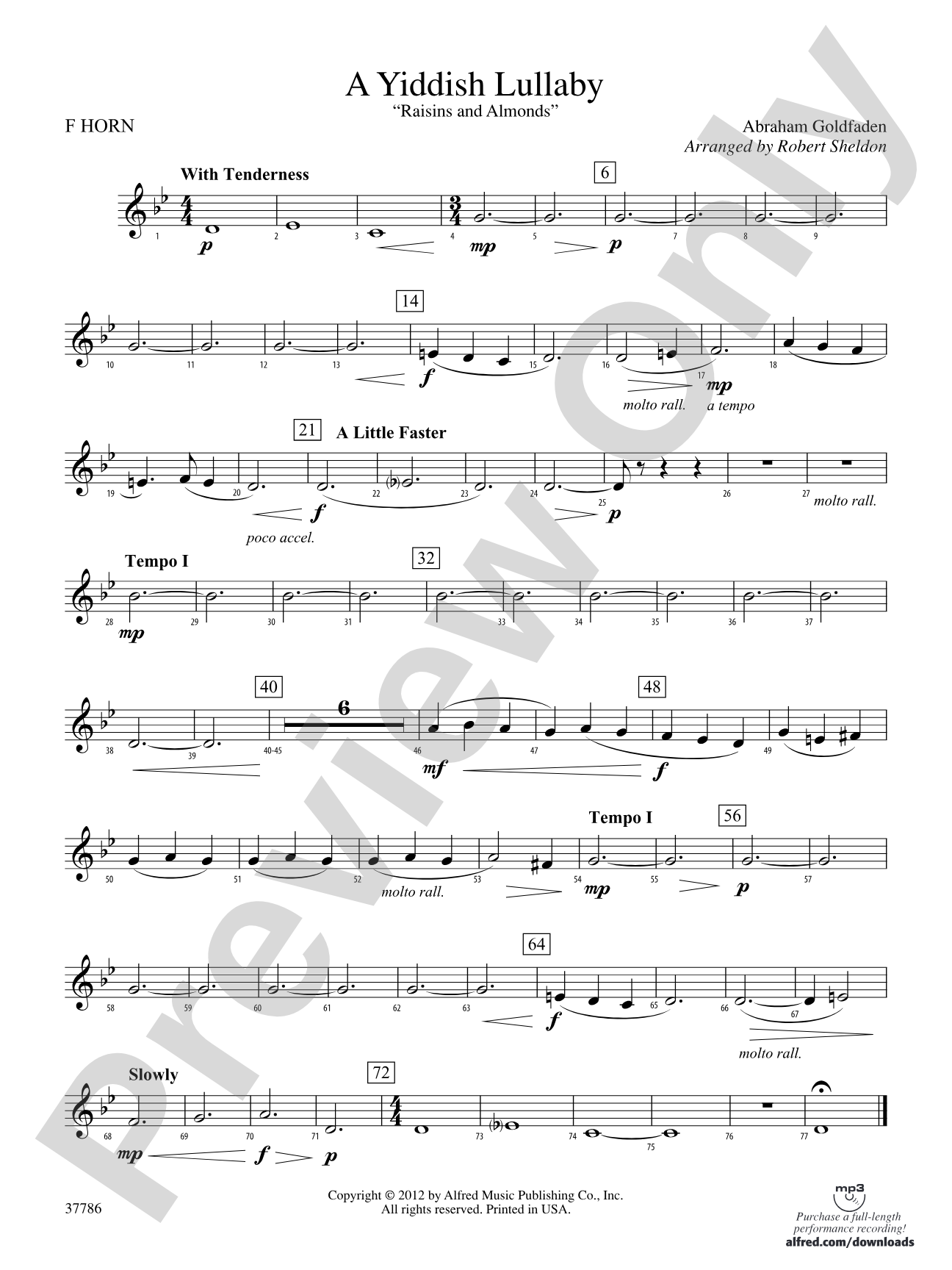 A Yiddish Lullaby: 1st F Horn