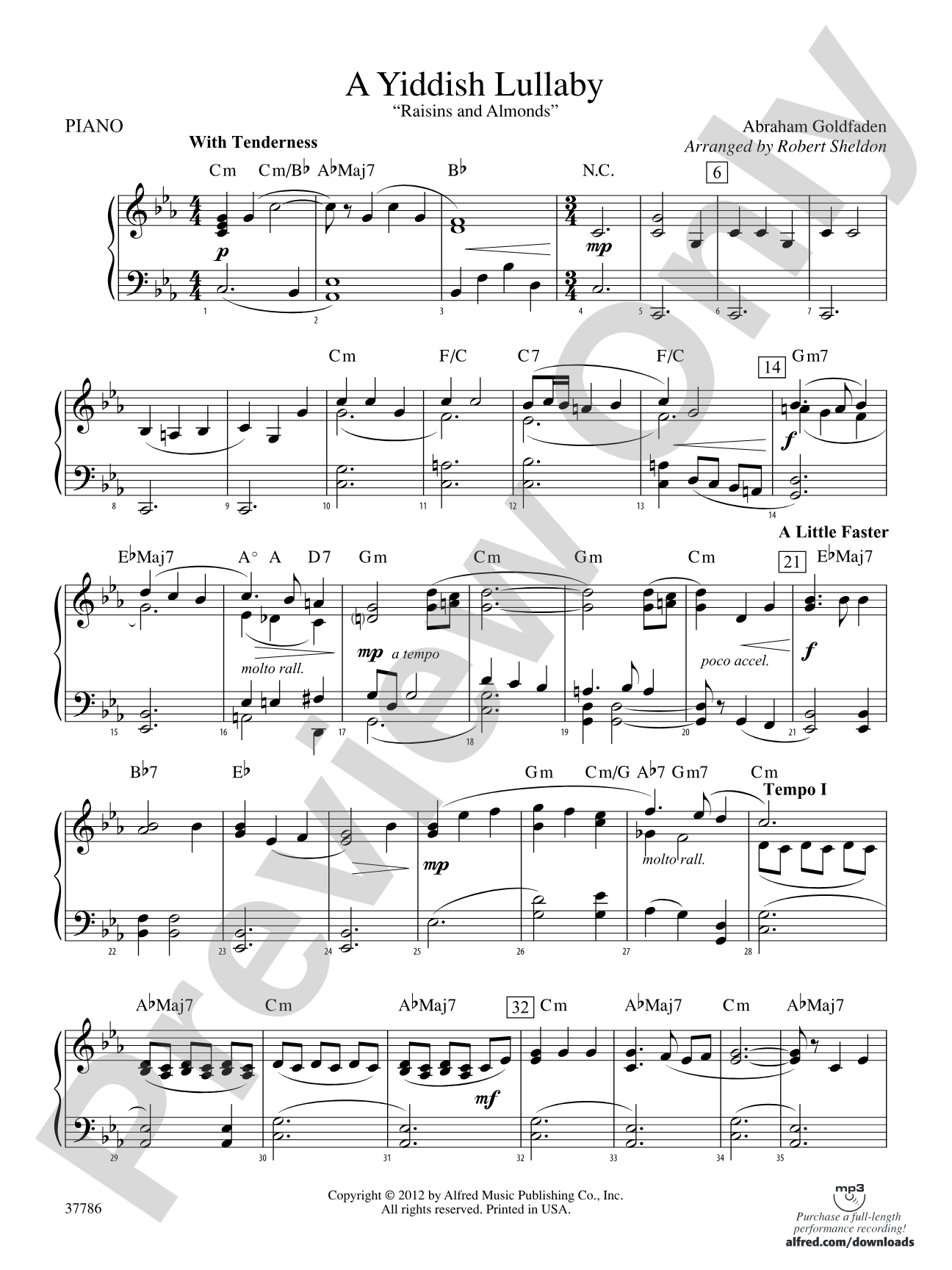 A Yiddish Lullaby: Piano Accompaniment