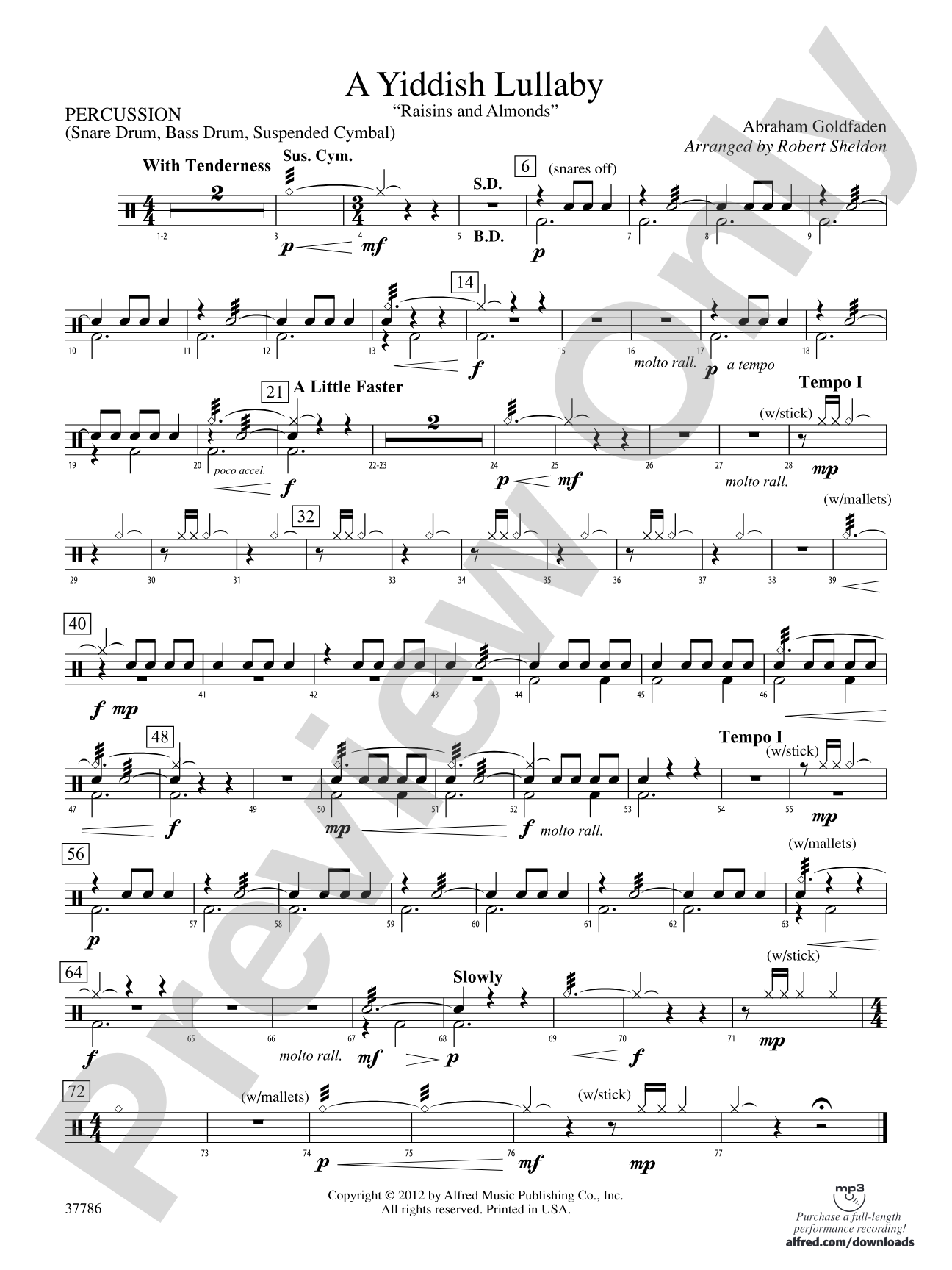 A Yiddish Lullaby: 1st Percussion