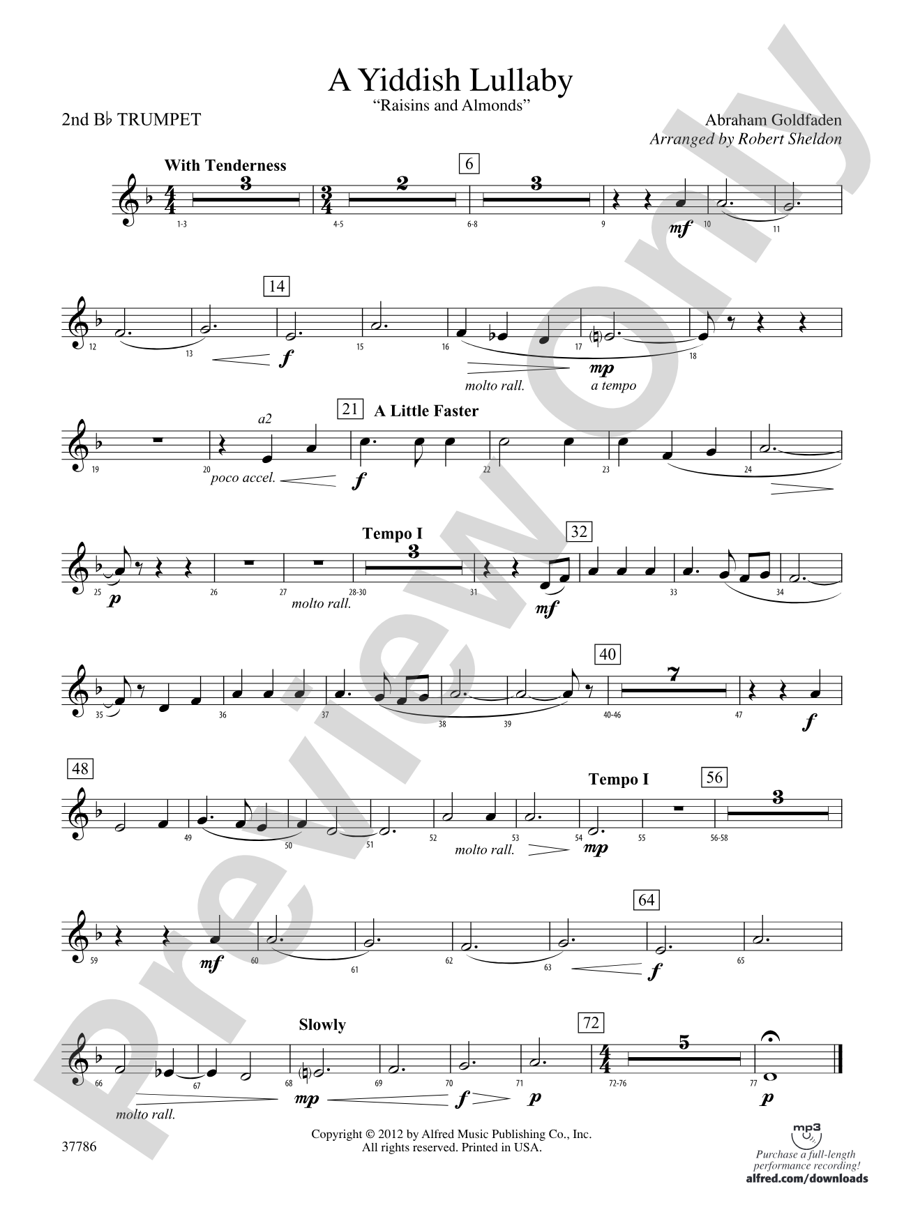 A Yiddish Lullaby: 2nd B-flat Trumpet