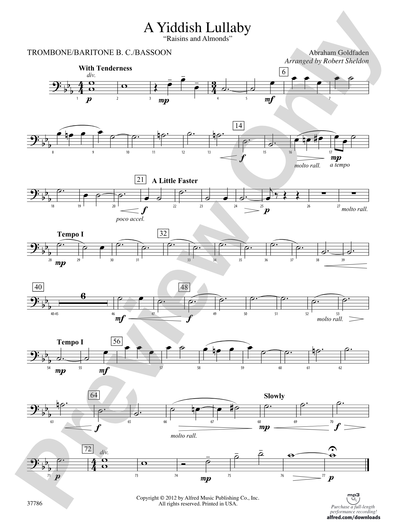 A Yiddish Lullaby: 1st Trombone