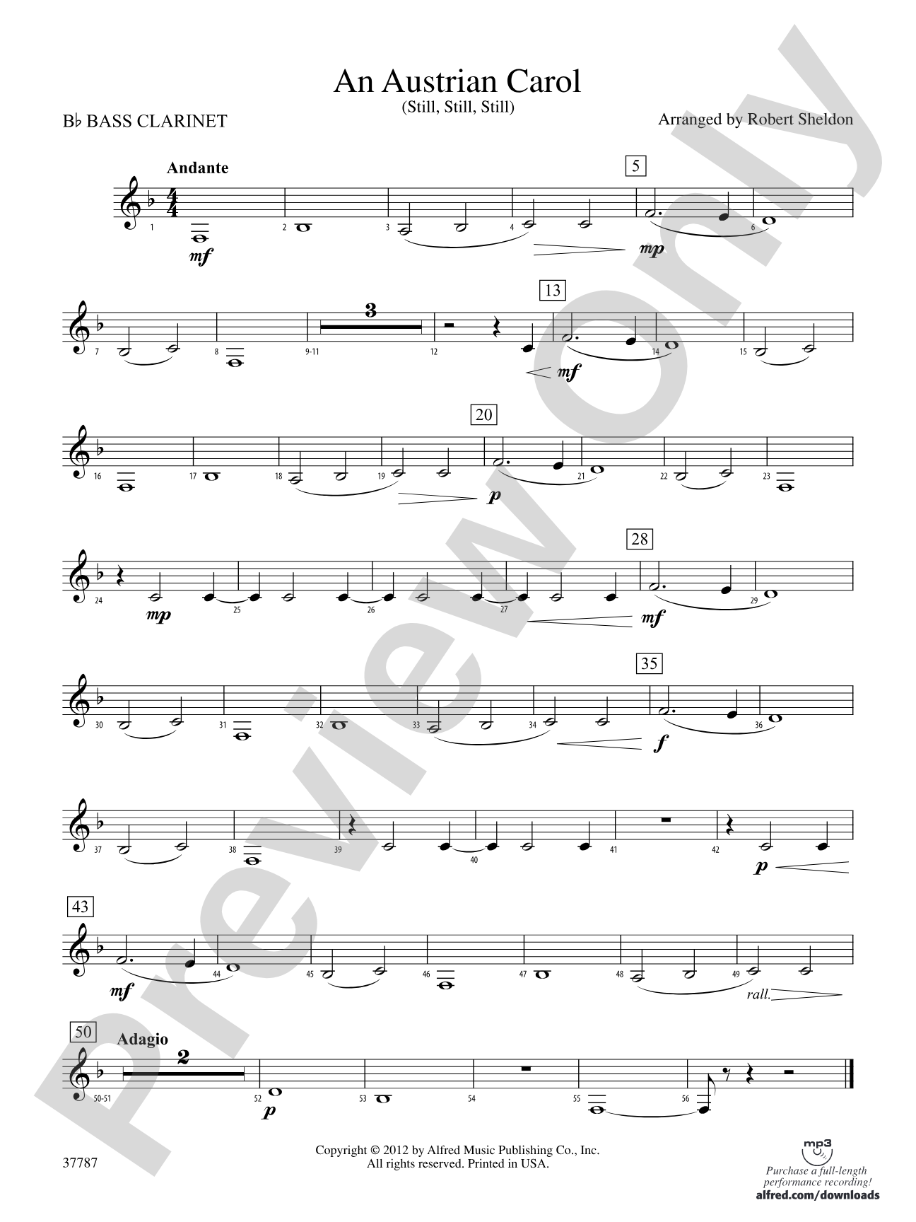 An Austrian Carol: B-flat Bass Clarinet