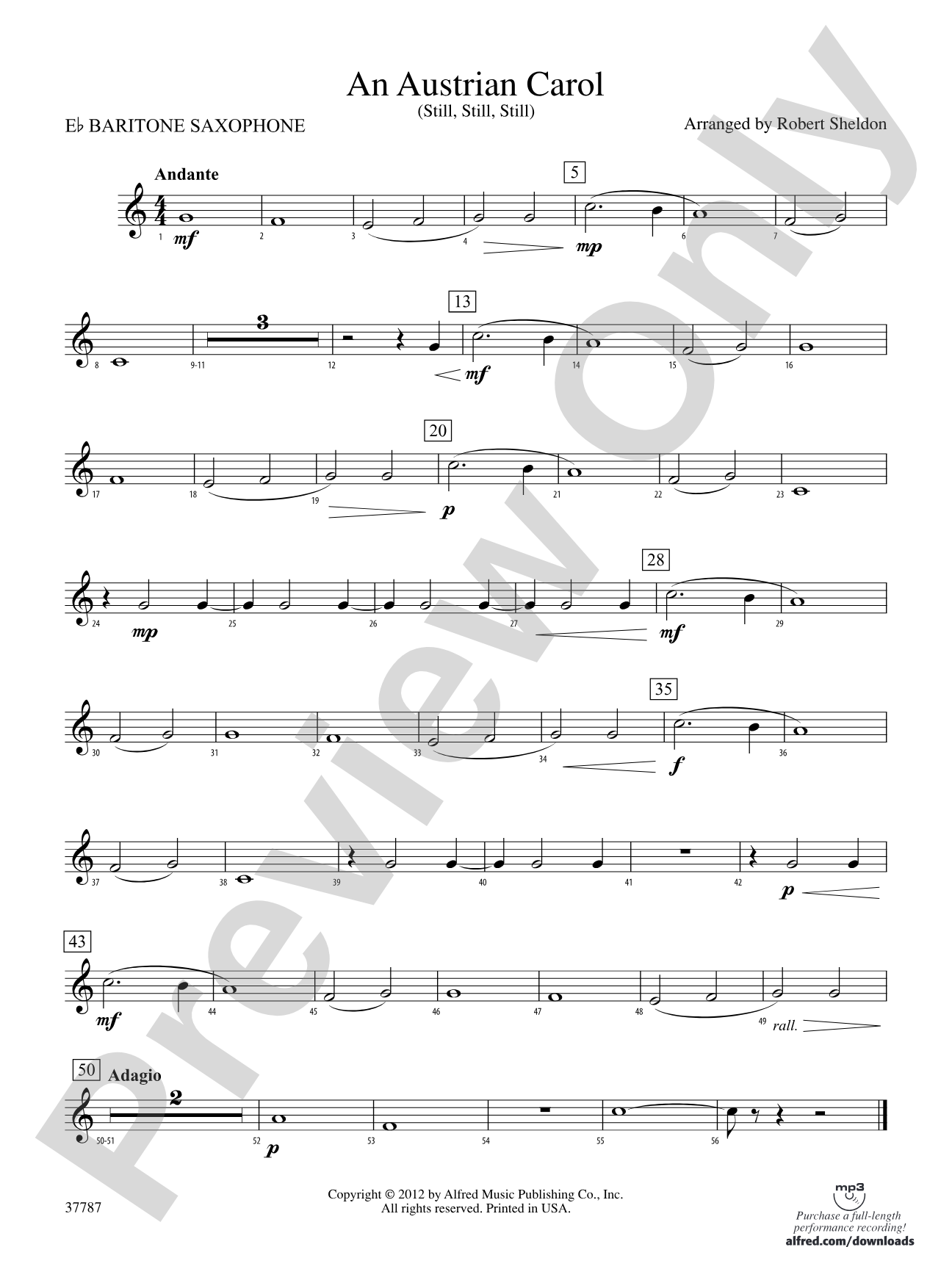 An Austrian Carol: E-flat Baritone Saxophone