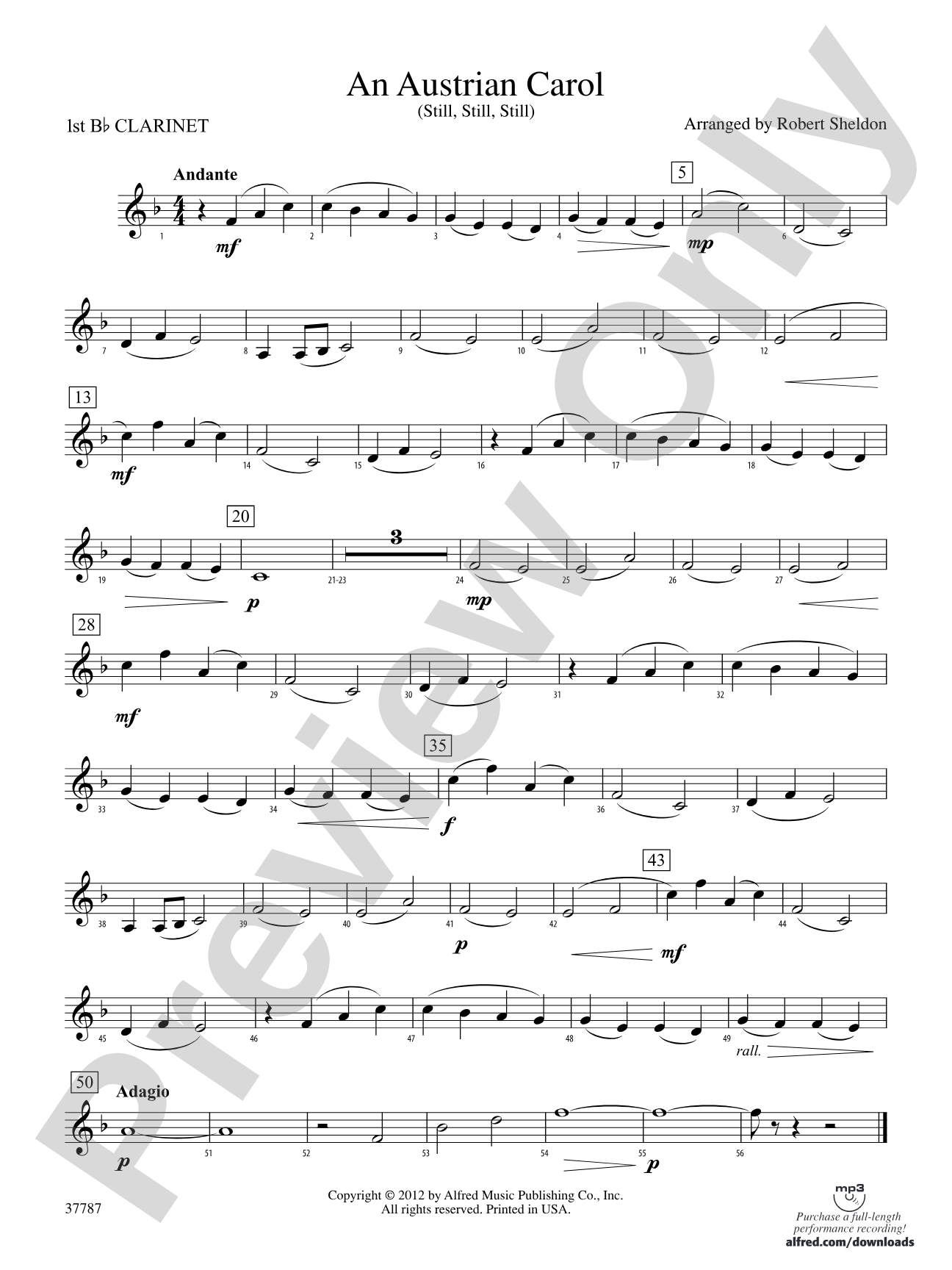 An Austrian Carol: 1st B-flat Clarinet