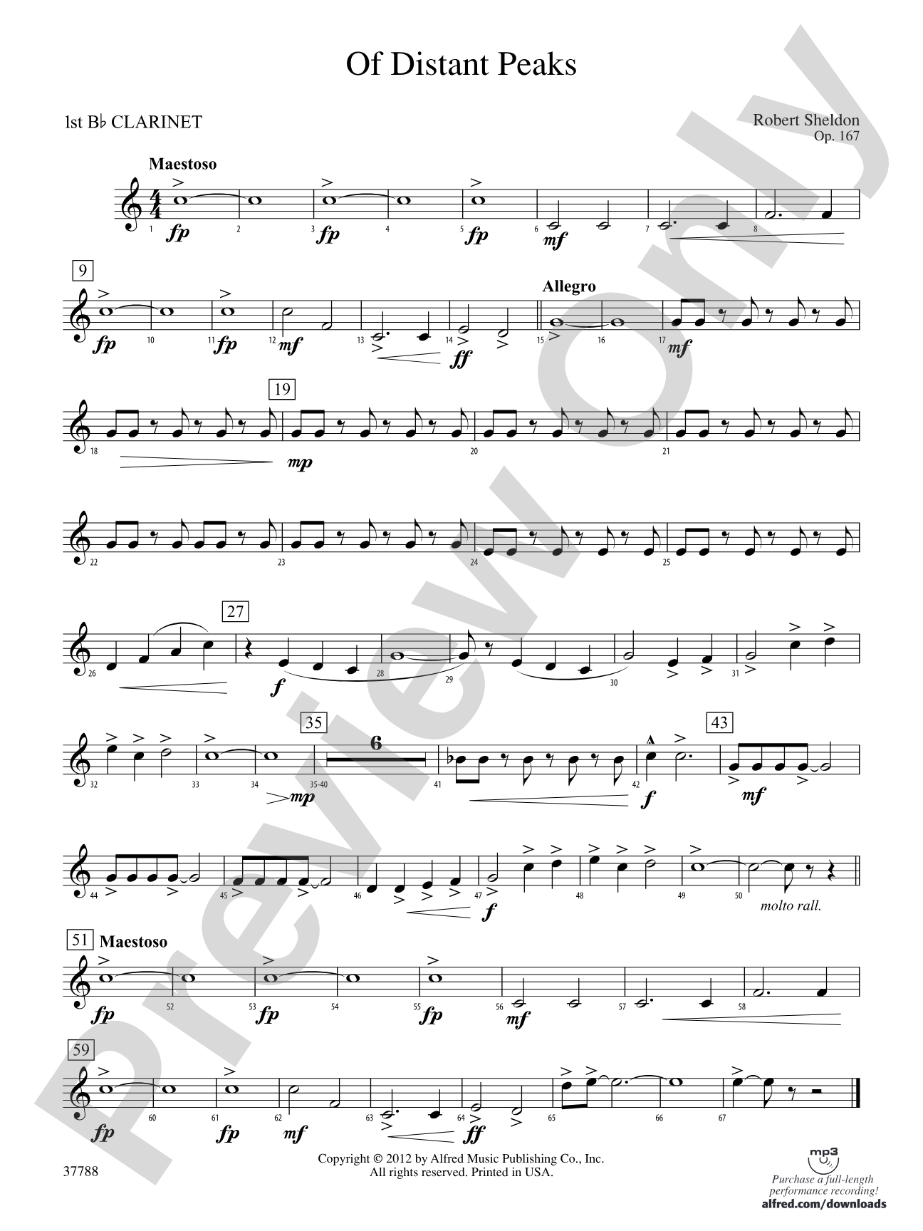 Of Distant Peaks: 1st B-flat Clarinet