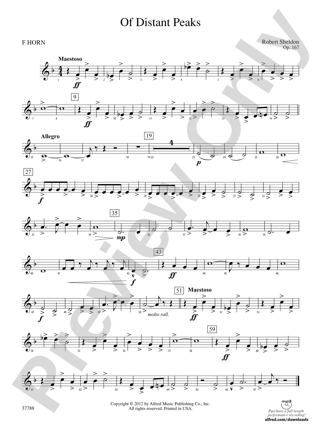 Of Distant Peaks: 1st F Horn