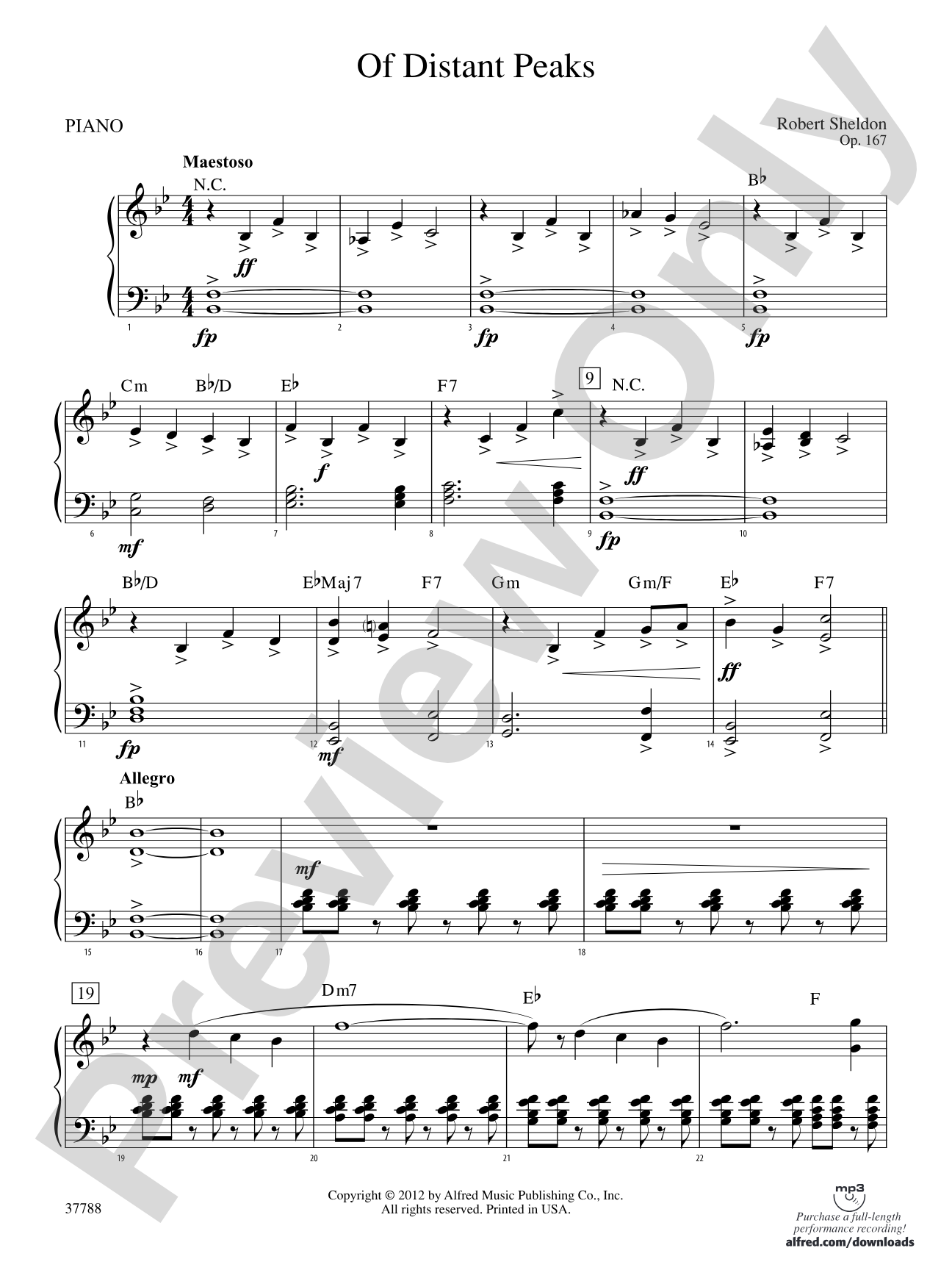 Of Distant Peaks: Piano Accompaniment