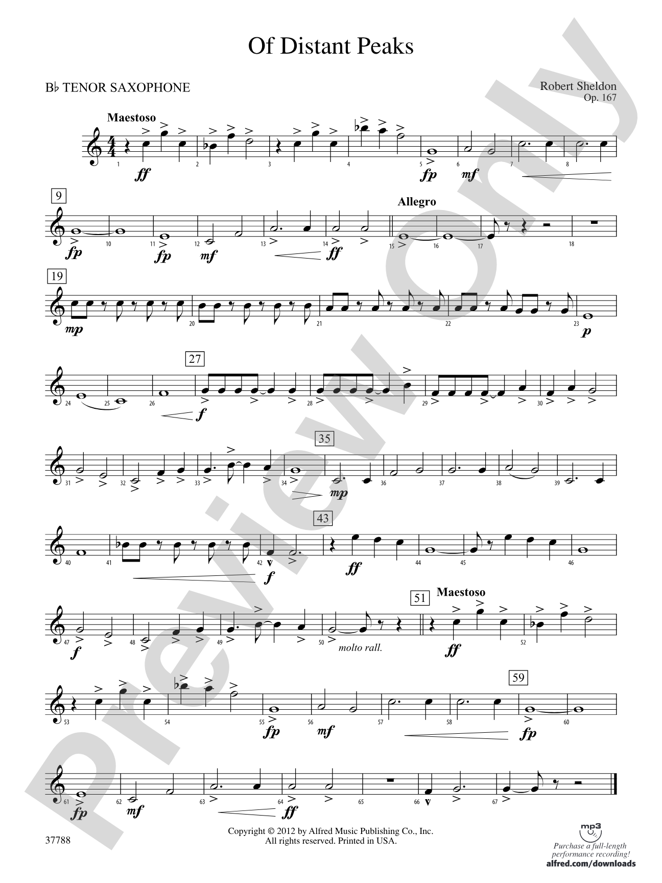 Of Distant Peaks: B-flat Tenor Saxophone