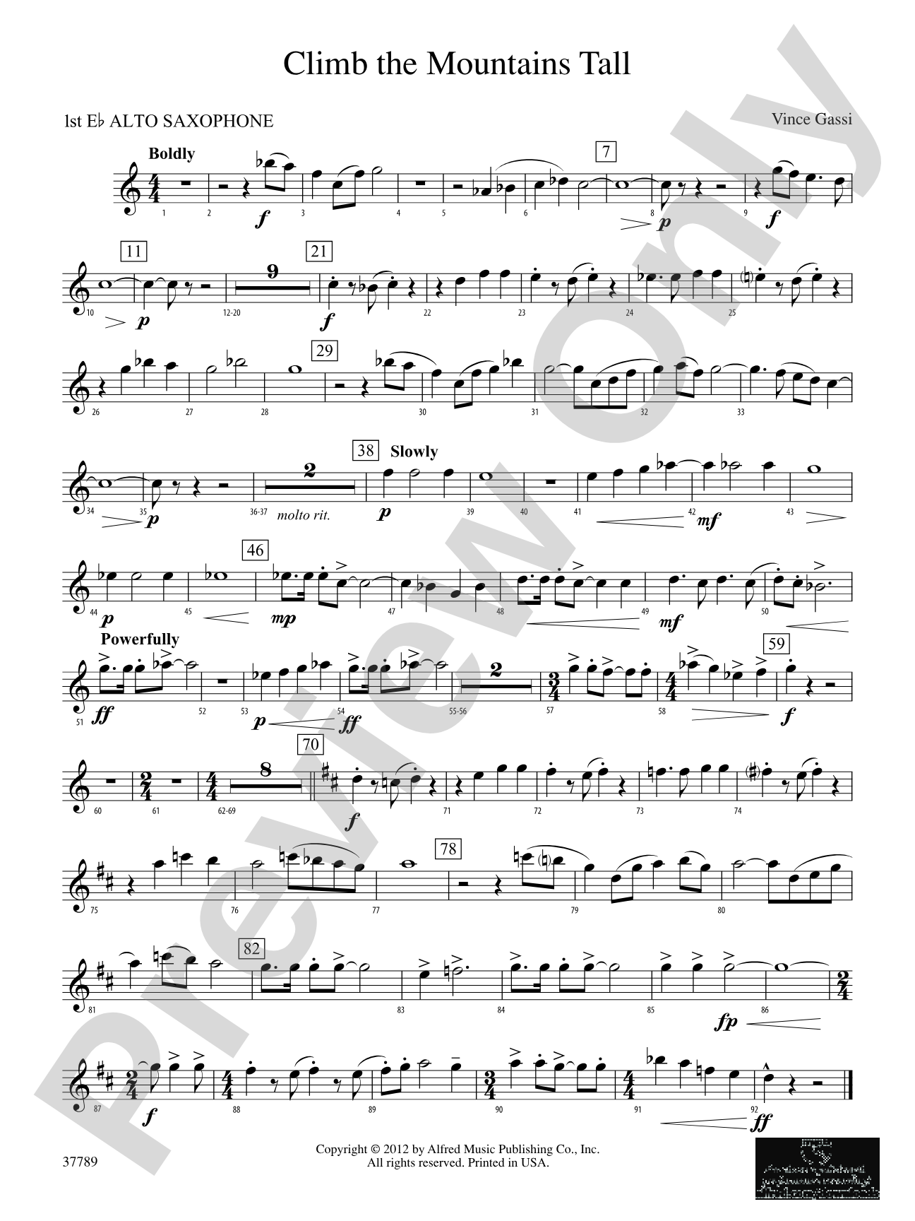 Climb the Mountains Tall: E-flat Alto Saxophone
