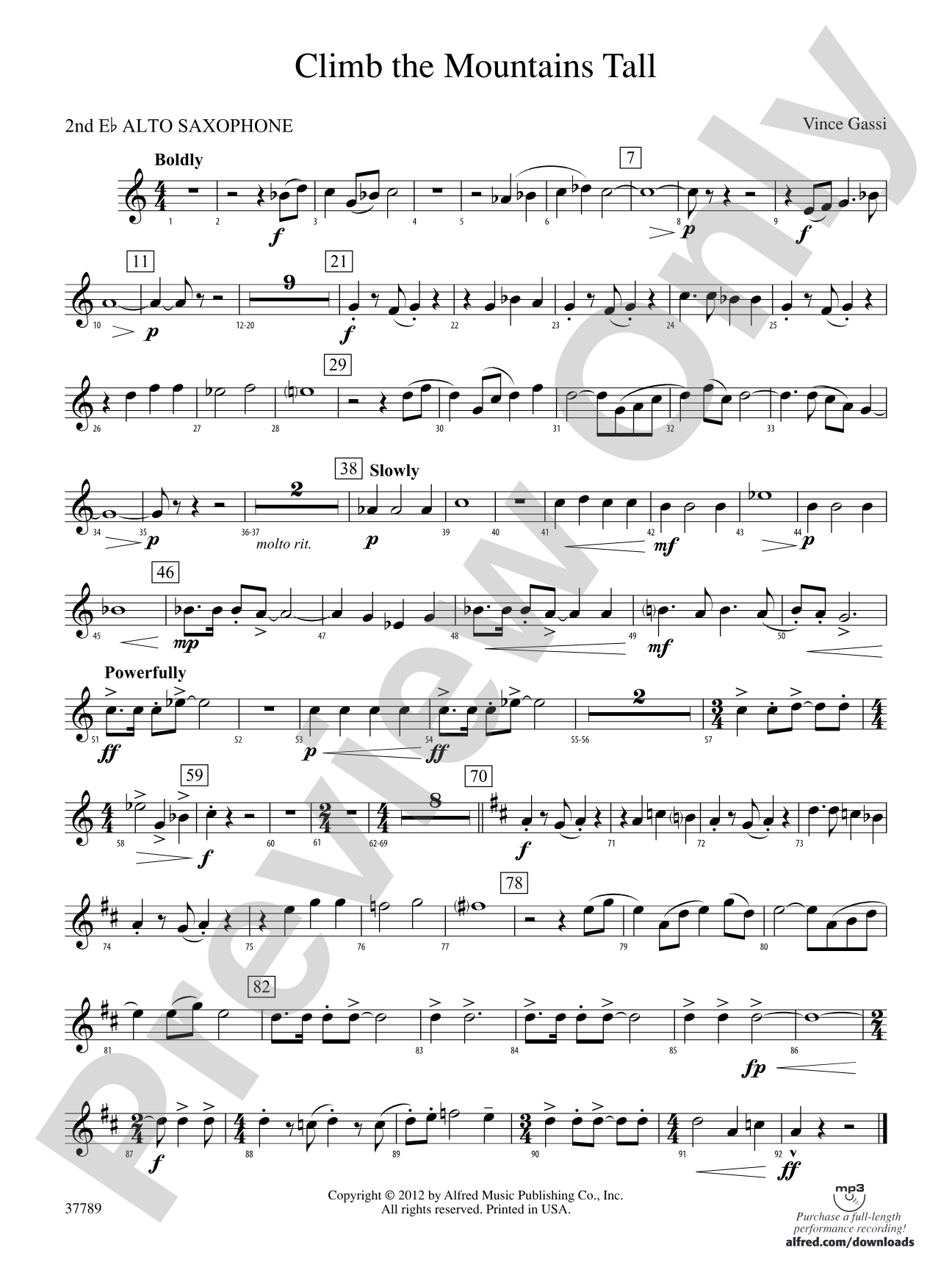 Climb the Mountains Tall: 2nd E-flat Alto Saxophone
