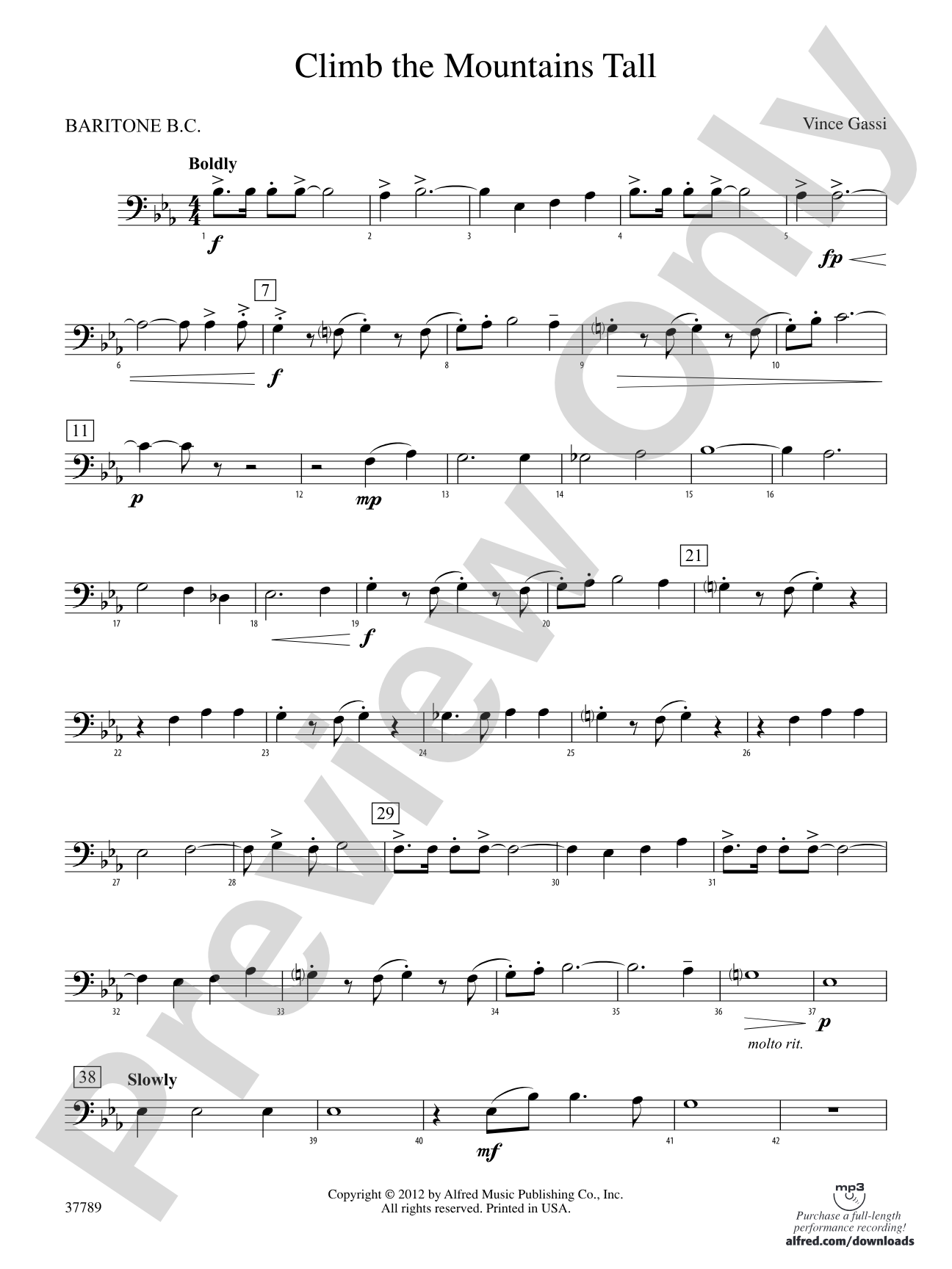 Climb the Mountains Tall: Baritone B.C.