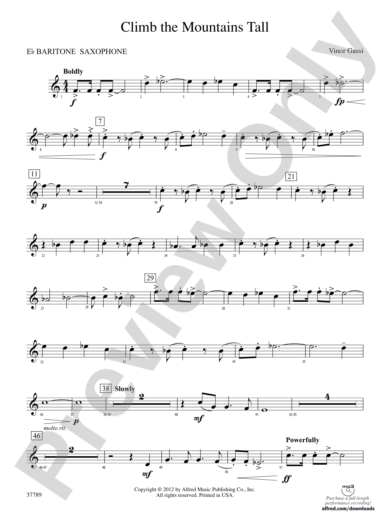 Climb the Mountains Tall: E-flat Baritone Saxophone