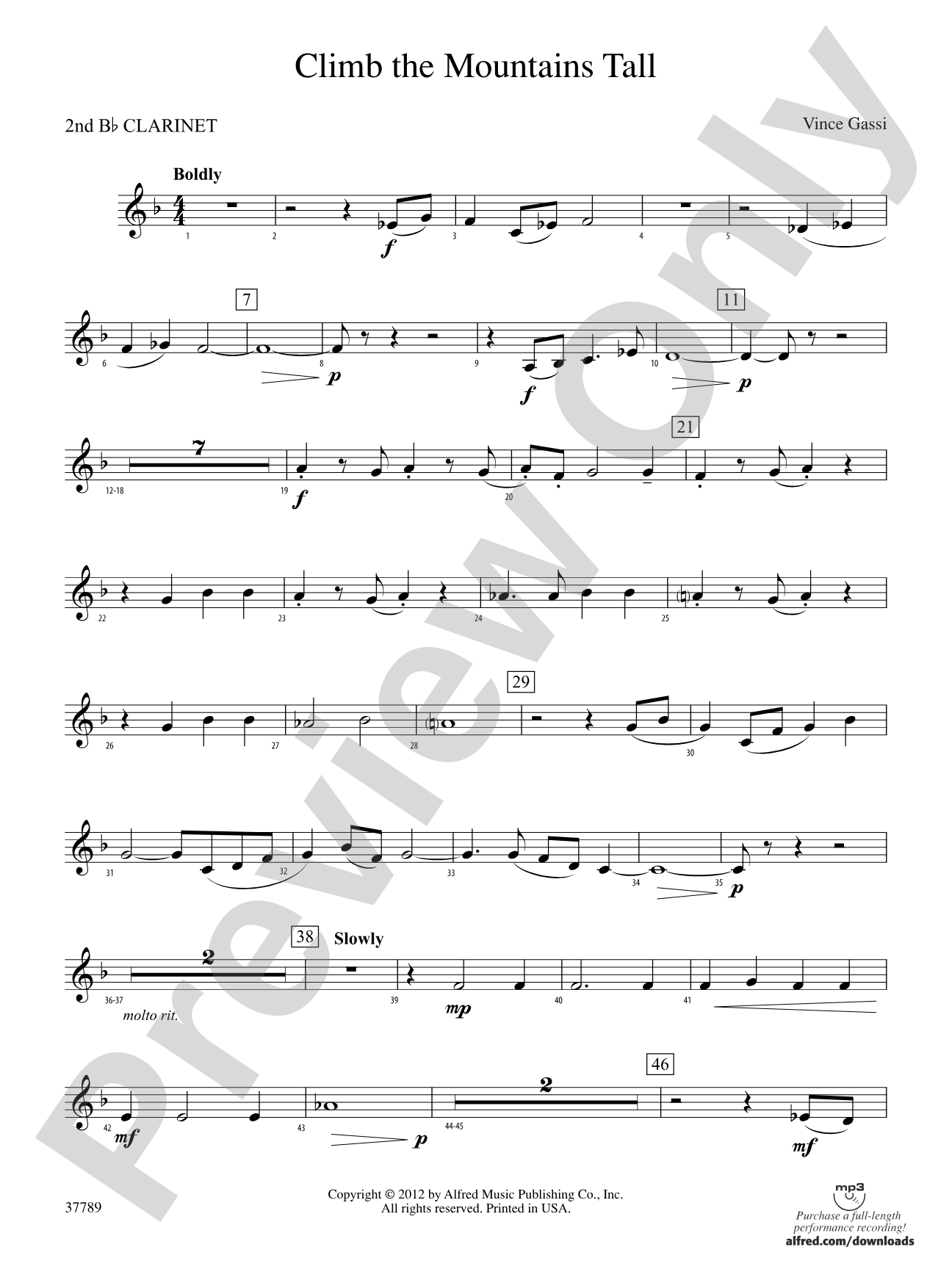 Climb the Mountains Tall: 2nd B-flat Clarinet