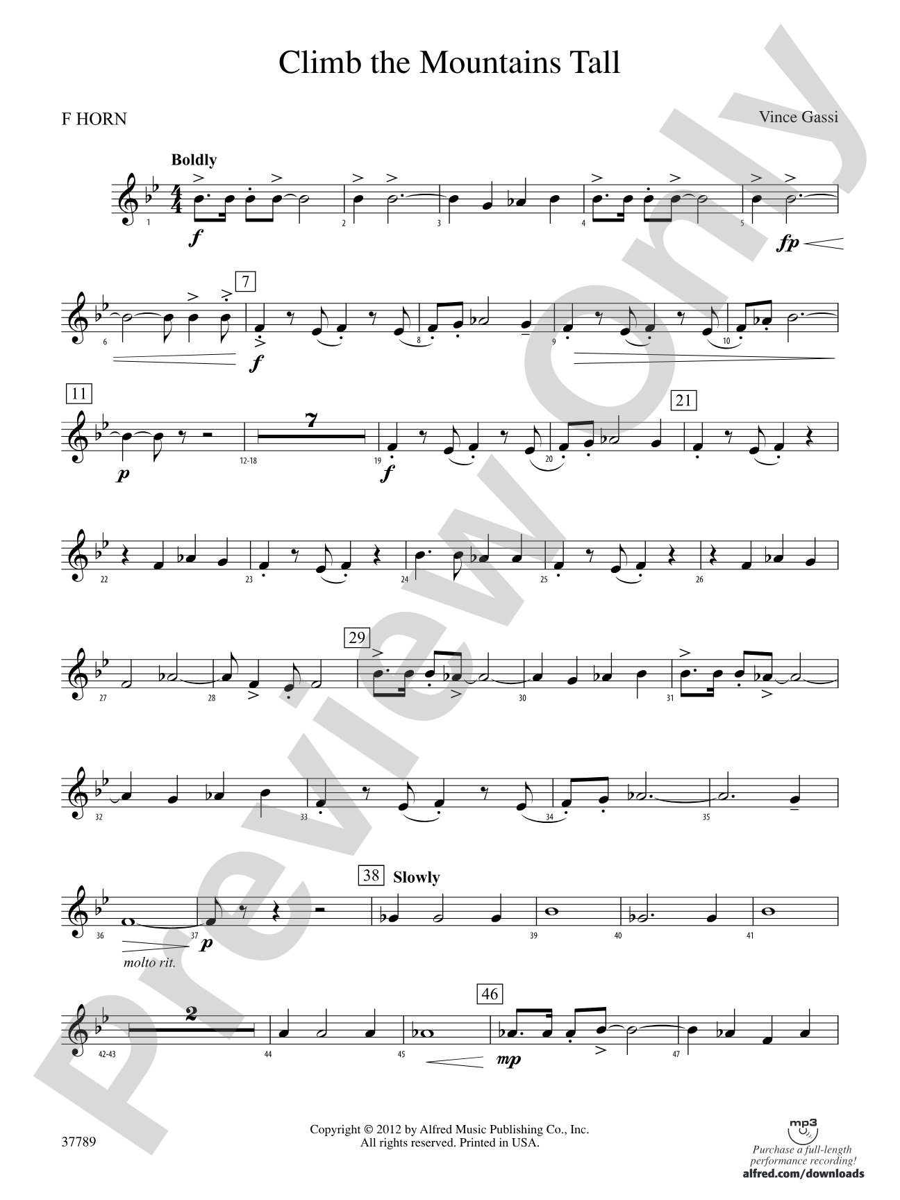 Climb the Mountains Tall: 1st F Horn