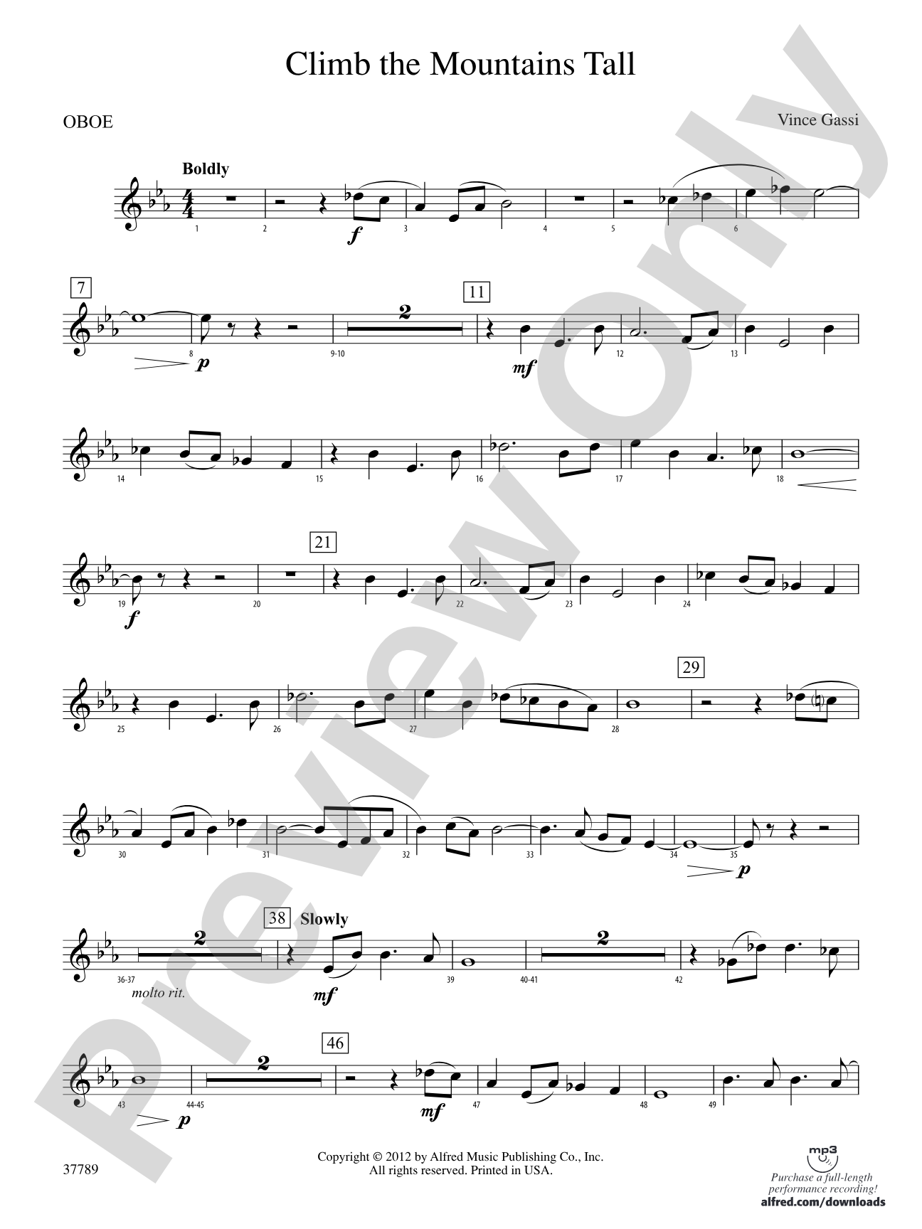 Climb the Mountains Tall: Oboe