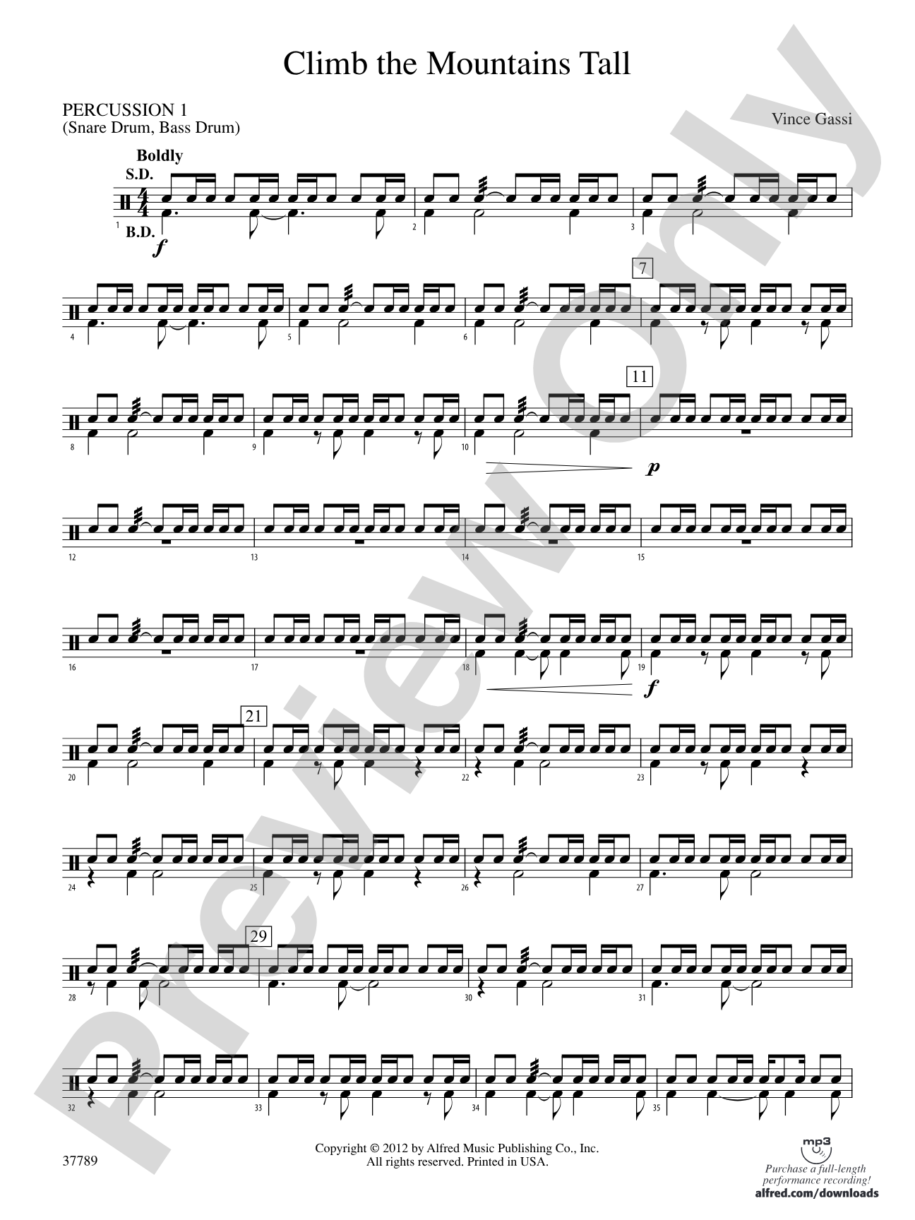 Climb the Mountains Tall: 1st Percussion