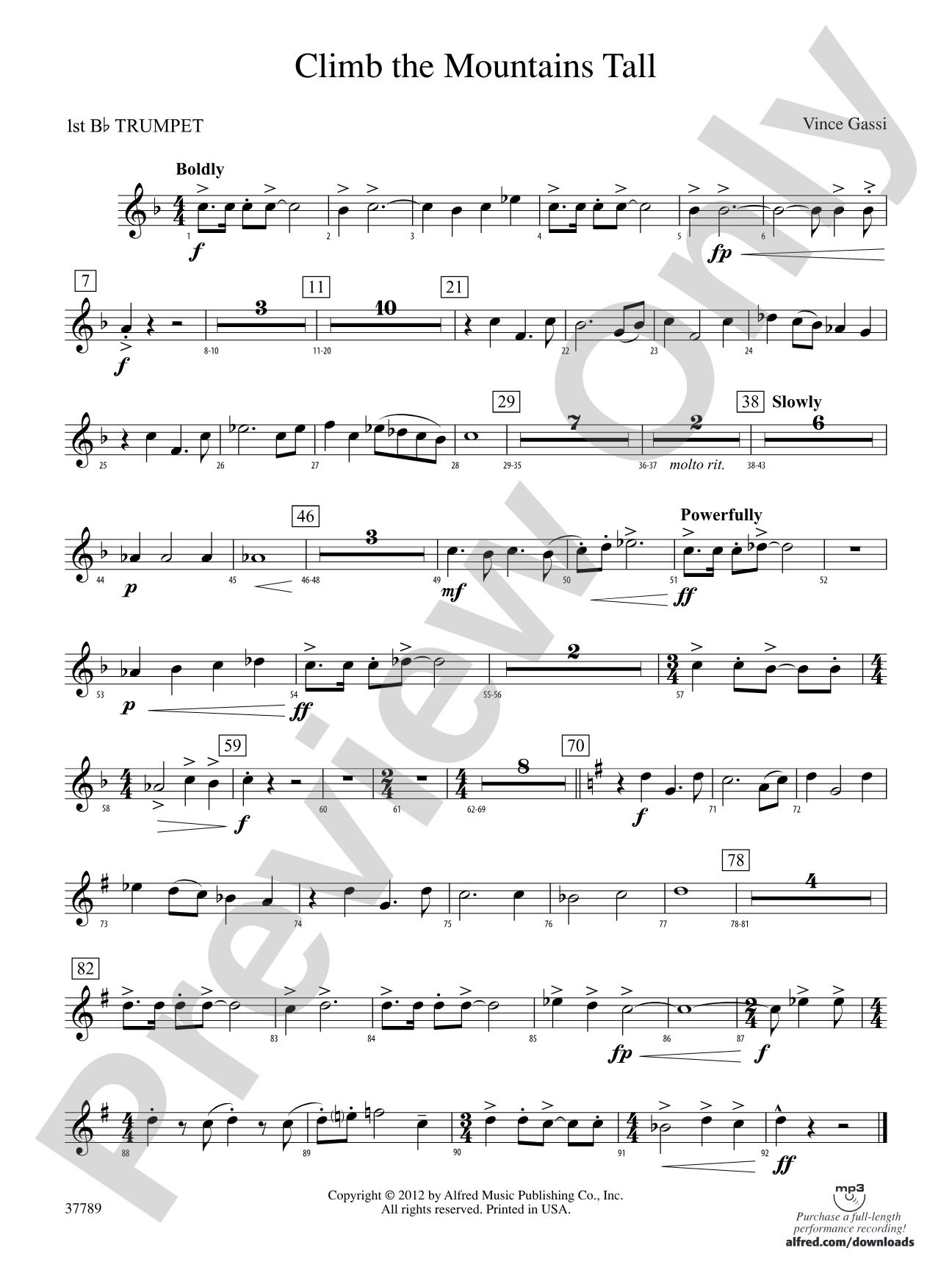 Climb the Mountains Tall: 1st B-flat Trumpet