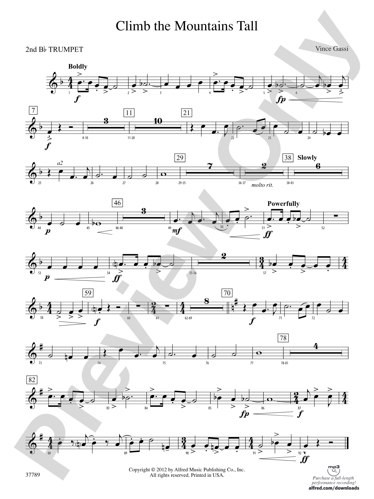 Climb the Mountains Tall: 2nd B-flat Trumpet