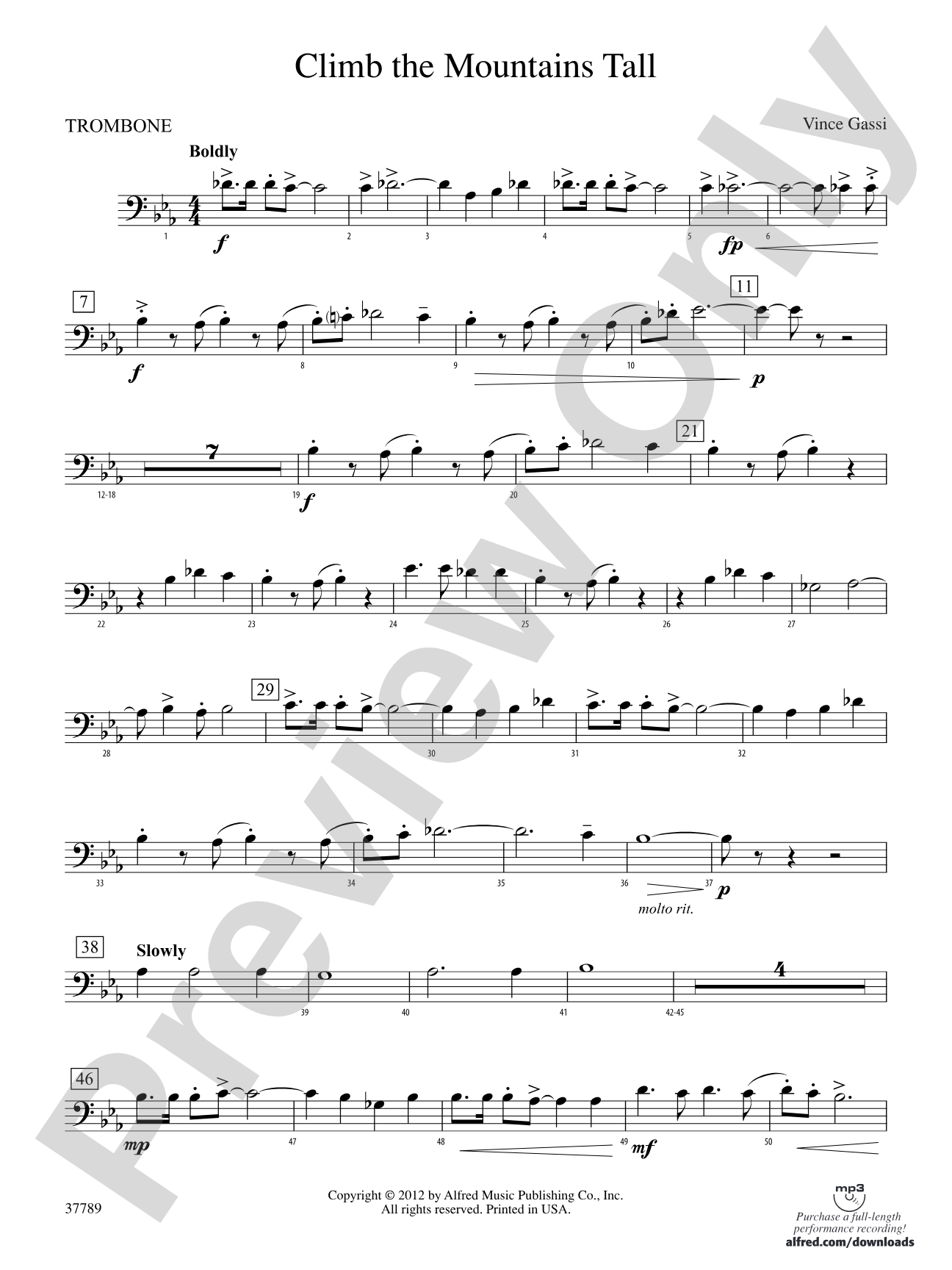 Climb the Mountains Tall: 1st Trombone
