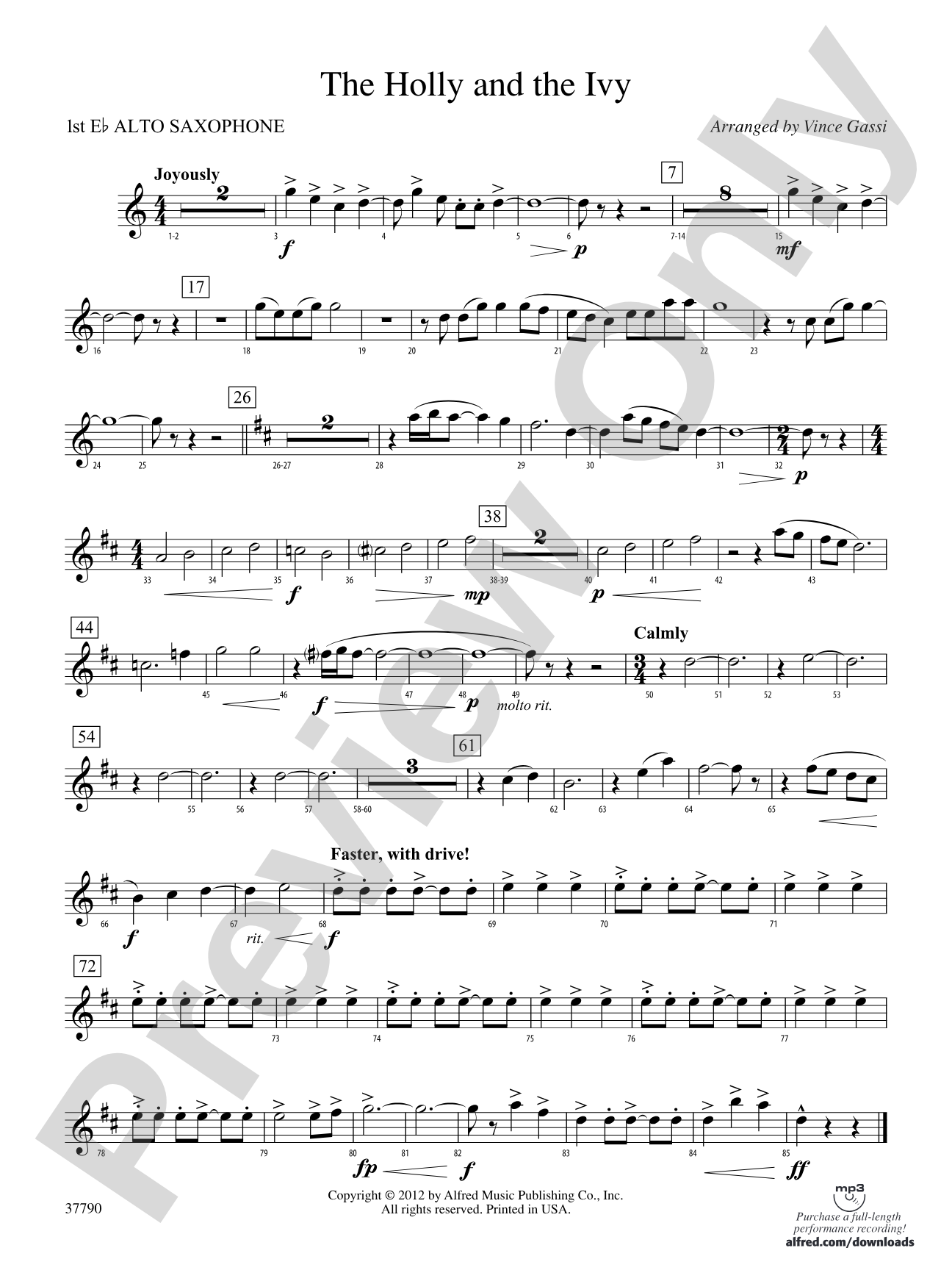 The Holly and the Ivy: E-flat Alto Saxophone