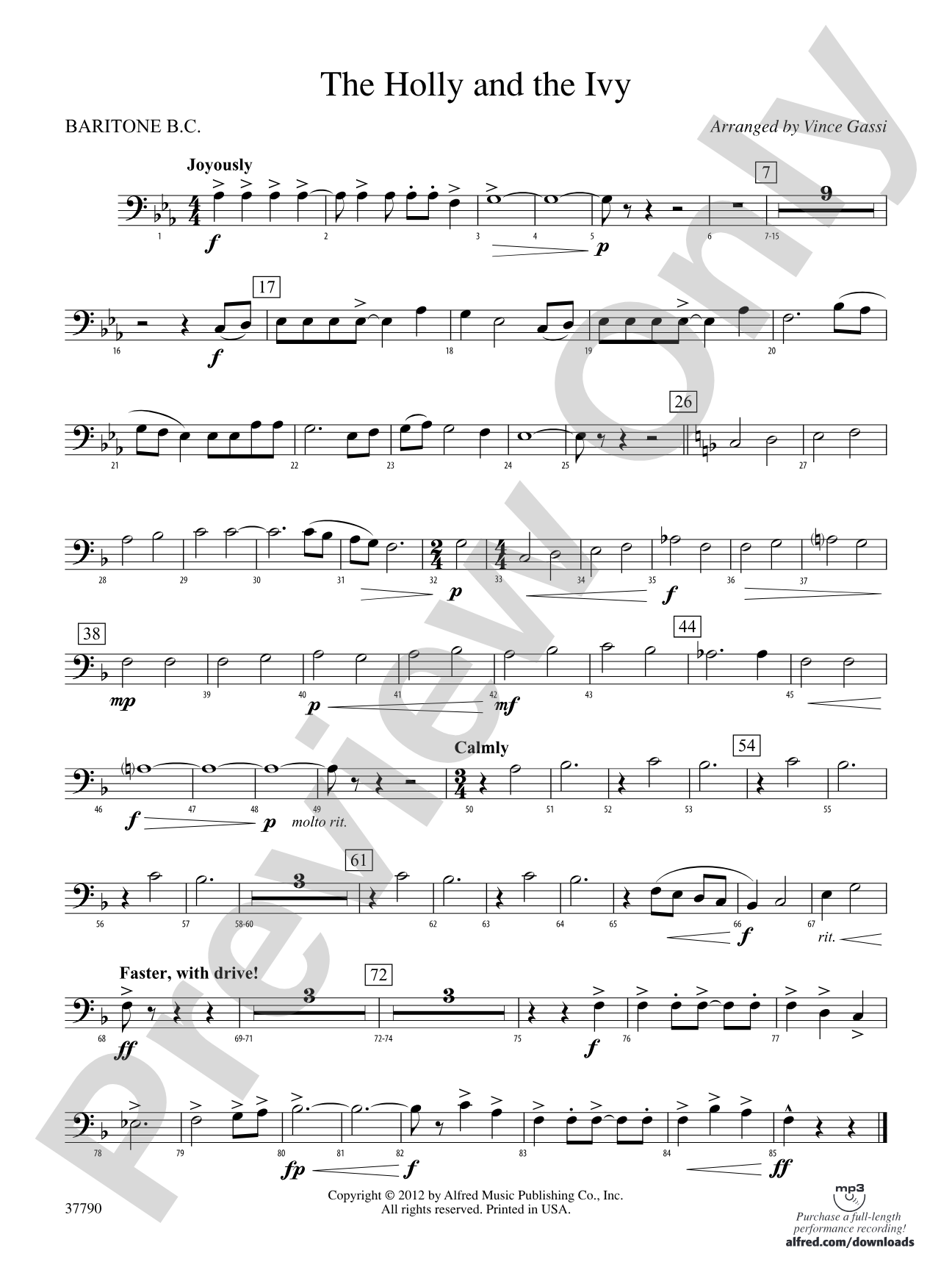 The Holly and the Ivy: Baritone B.C.