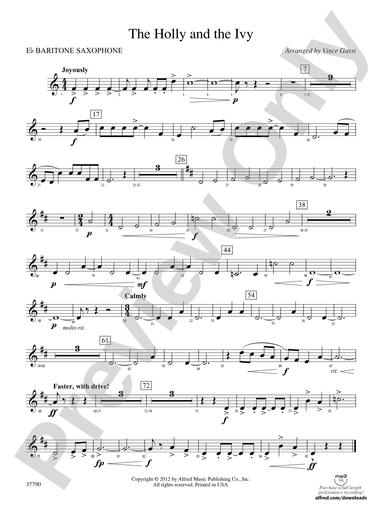 The Holly and the Ivy: E-flat Baritone Saxophone