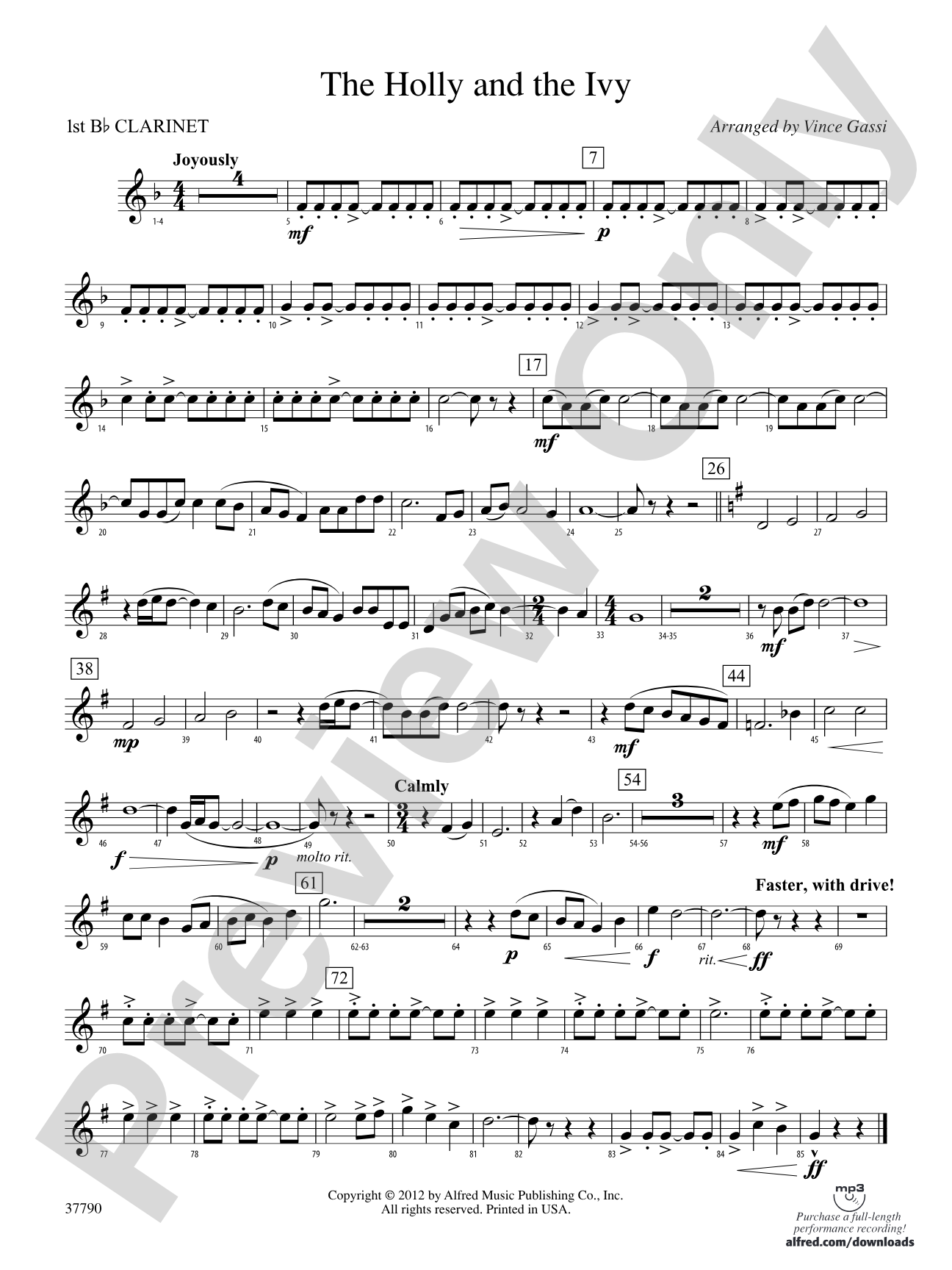 The Holly and the Ivy: 1st B-flat Clarinet