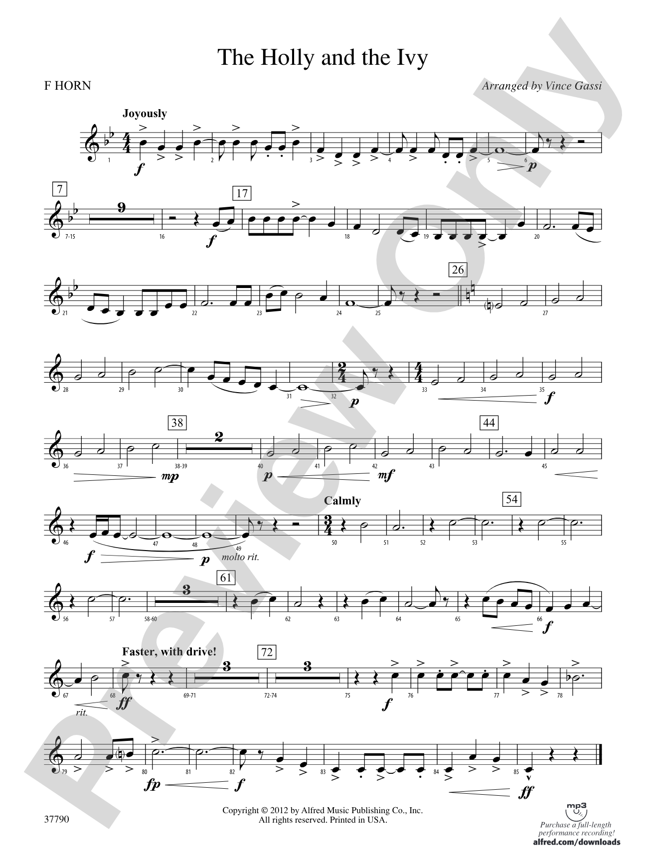 The Holly and the Ivy: 1st F Horn