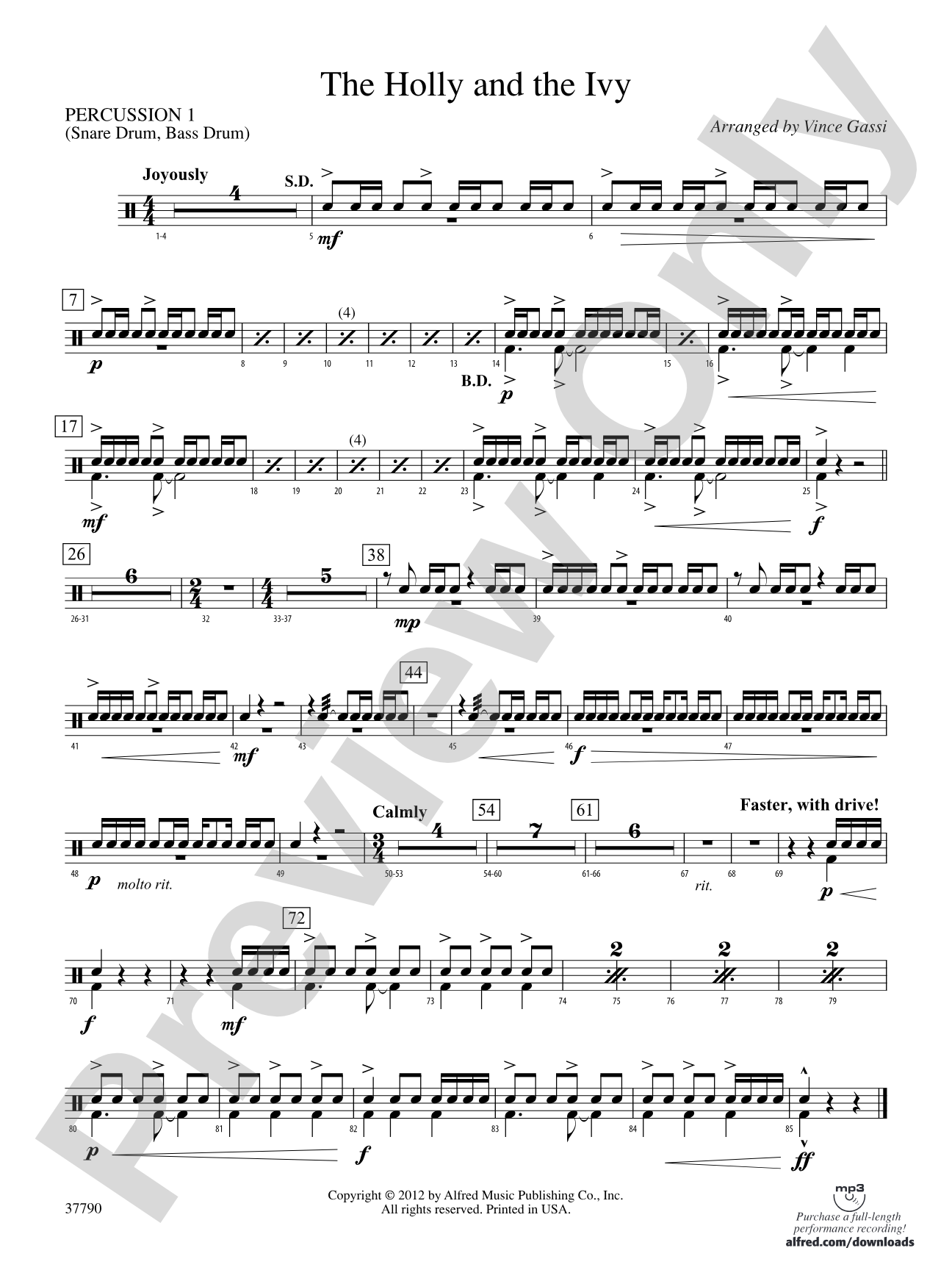 The Holly and the Ivy: 1st Percussion