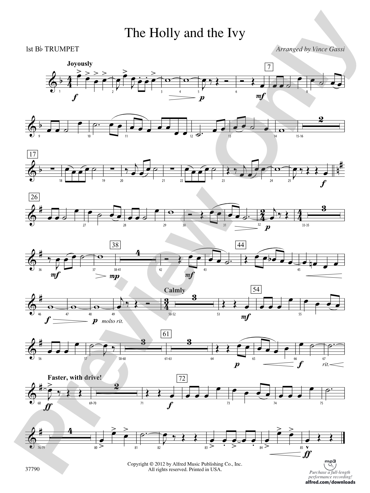 The Holly and the Ivy: 1st B-flat Trumpet