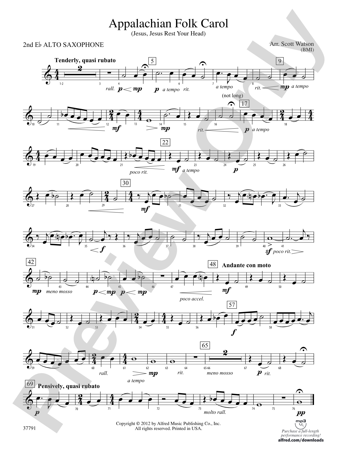 Appalachian Folk Carol: 2nd E-flat Alto Saxophone