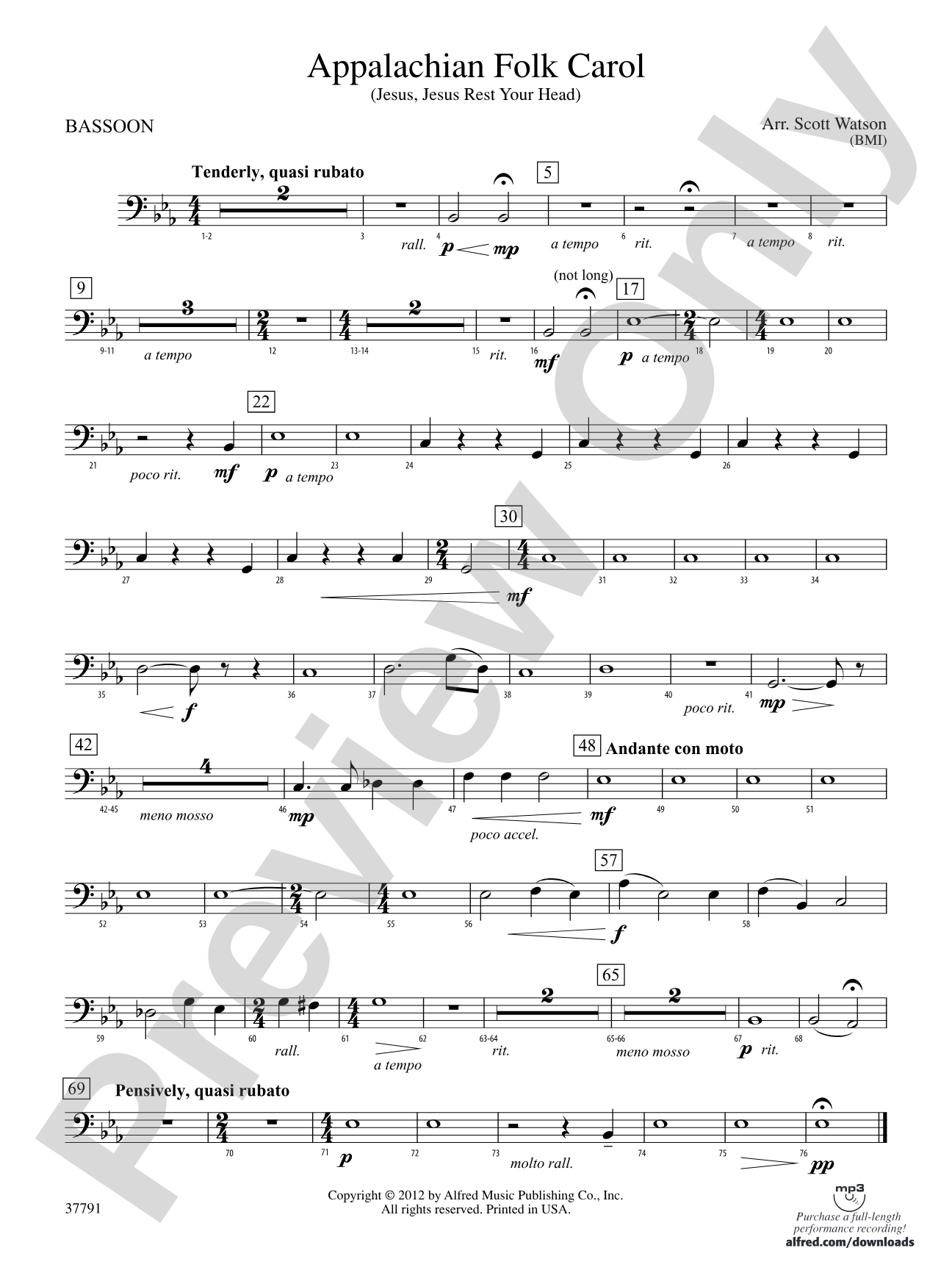 Appalachian Folk Carol: Bassoon